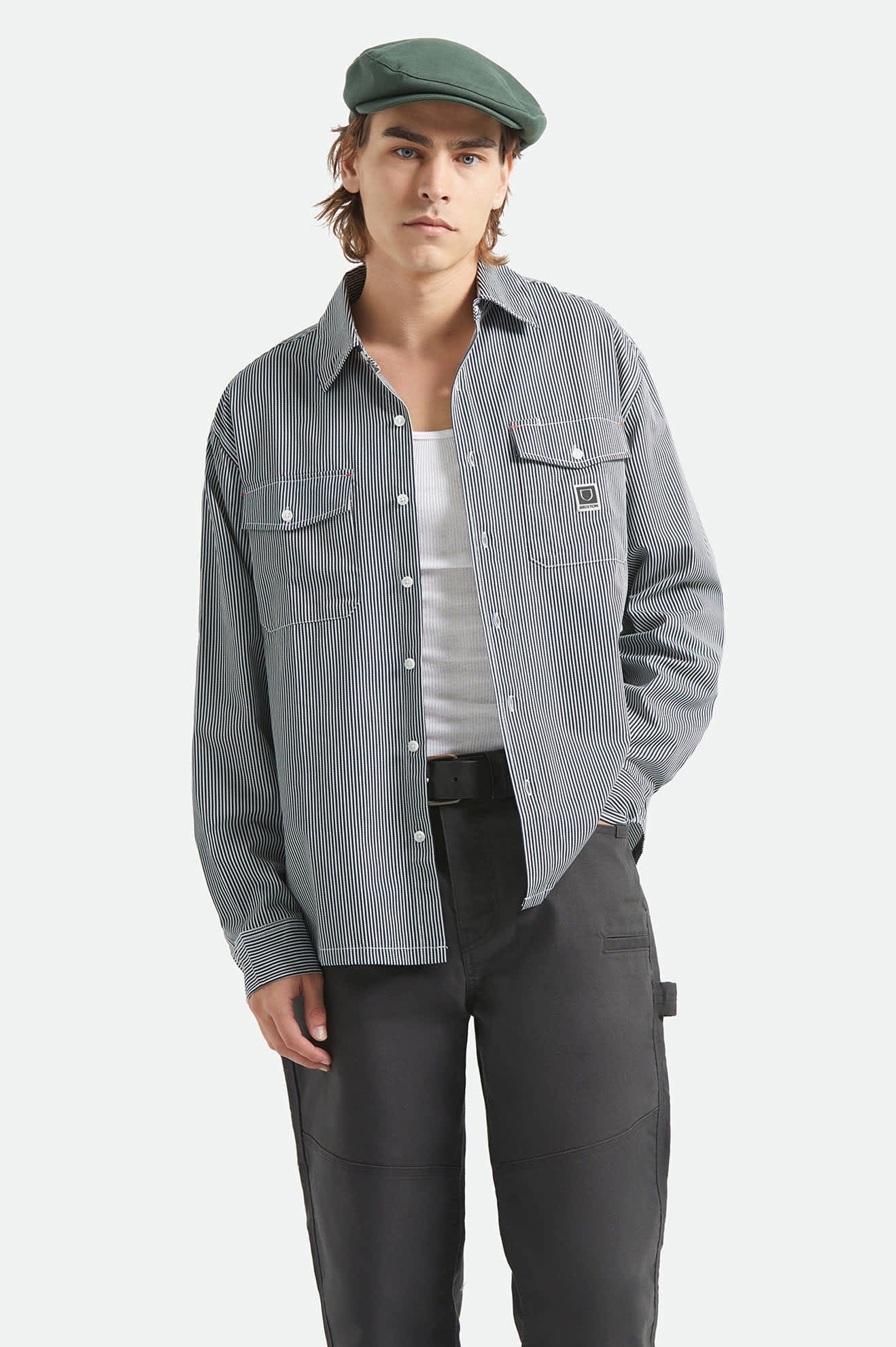 Journey Lightweight Long Sleeve Shirt - Navy/White Stripe
