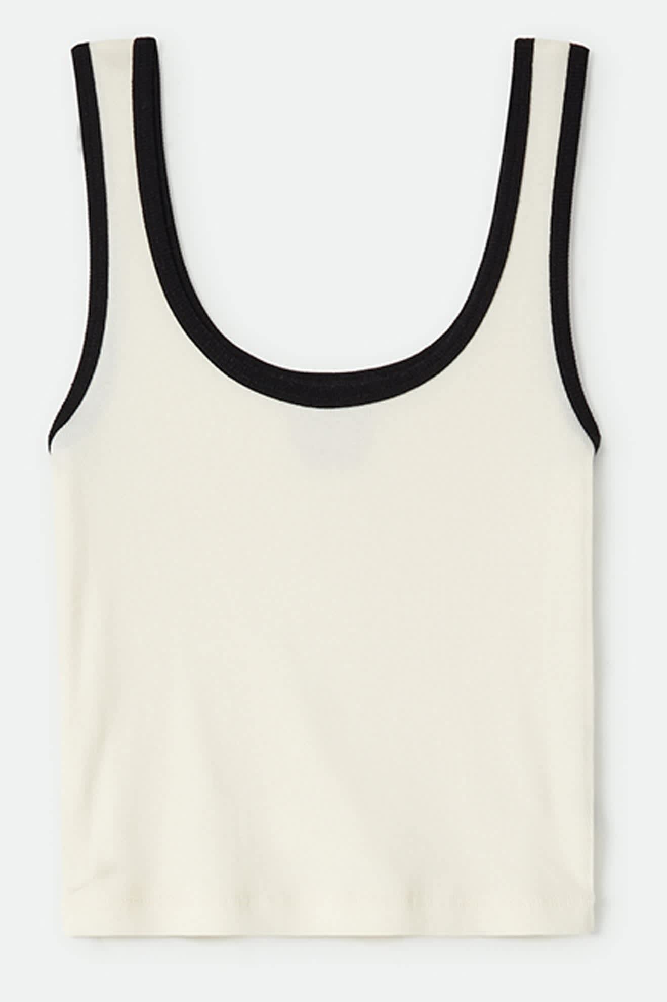 Ringer Organic A-Tank - Off White/Black