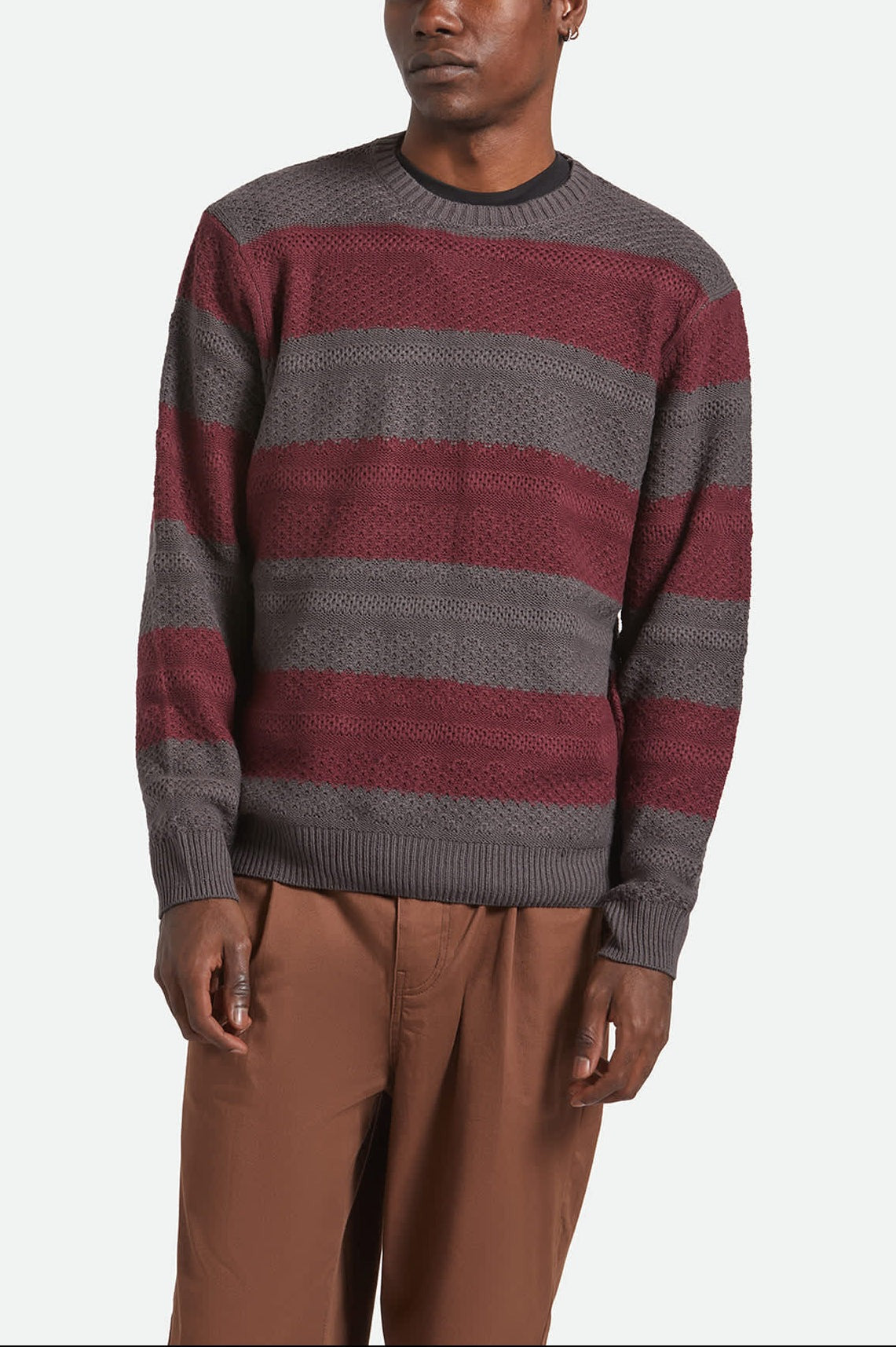 Midnight Crew Sweater - Black/Port Stripe
