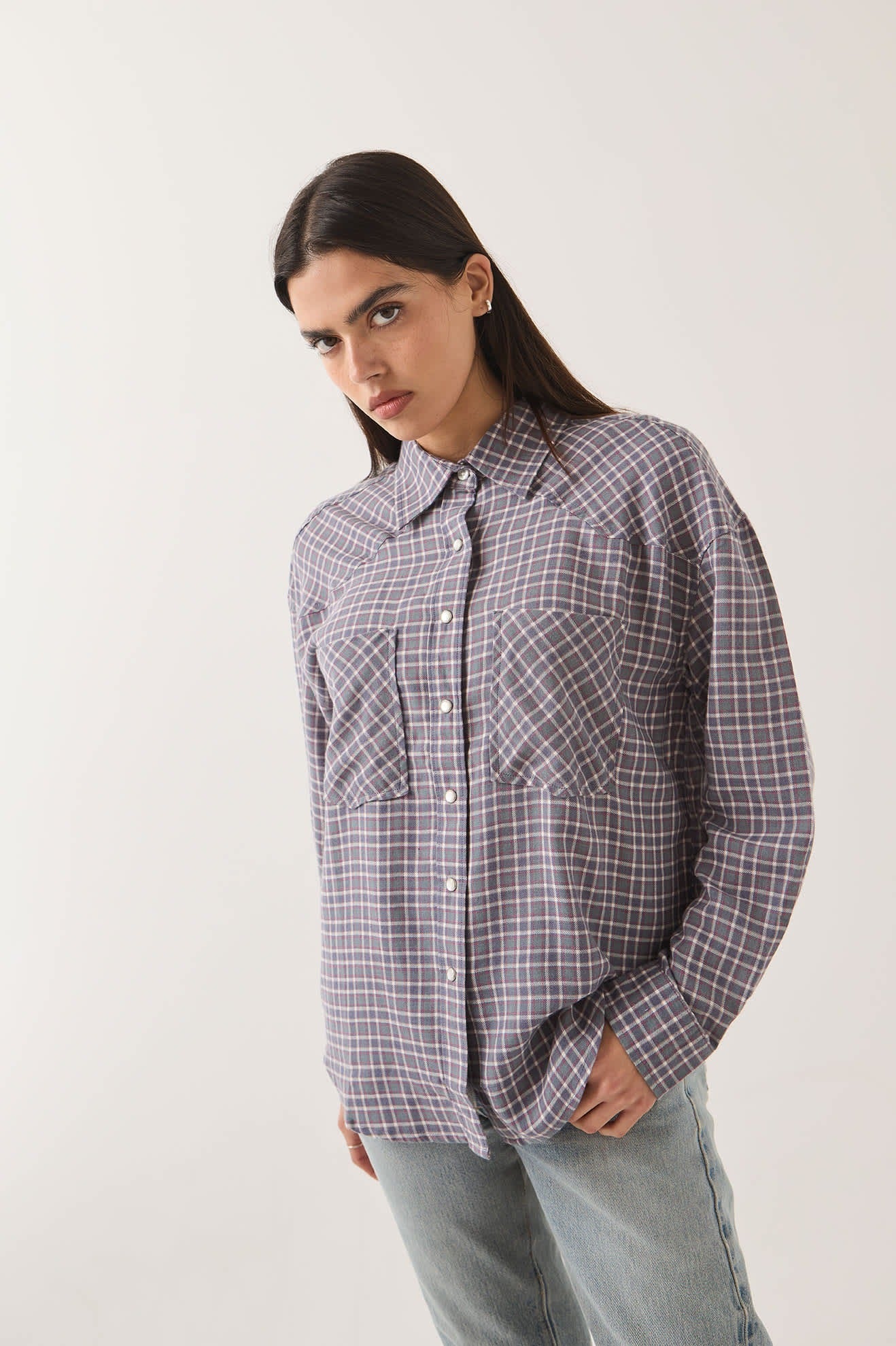 Wayne Women's Shirt - Soft Navy Plaid