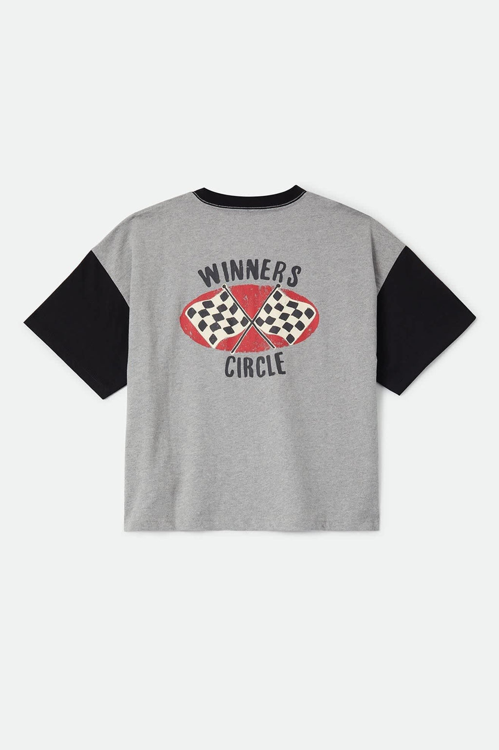 Winners Circle Boxy Football T-Shirt - Heather Grey/Black