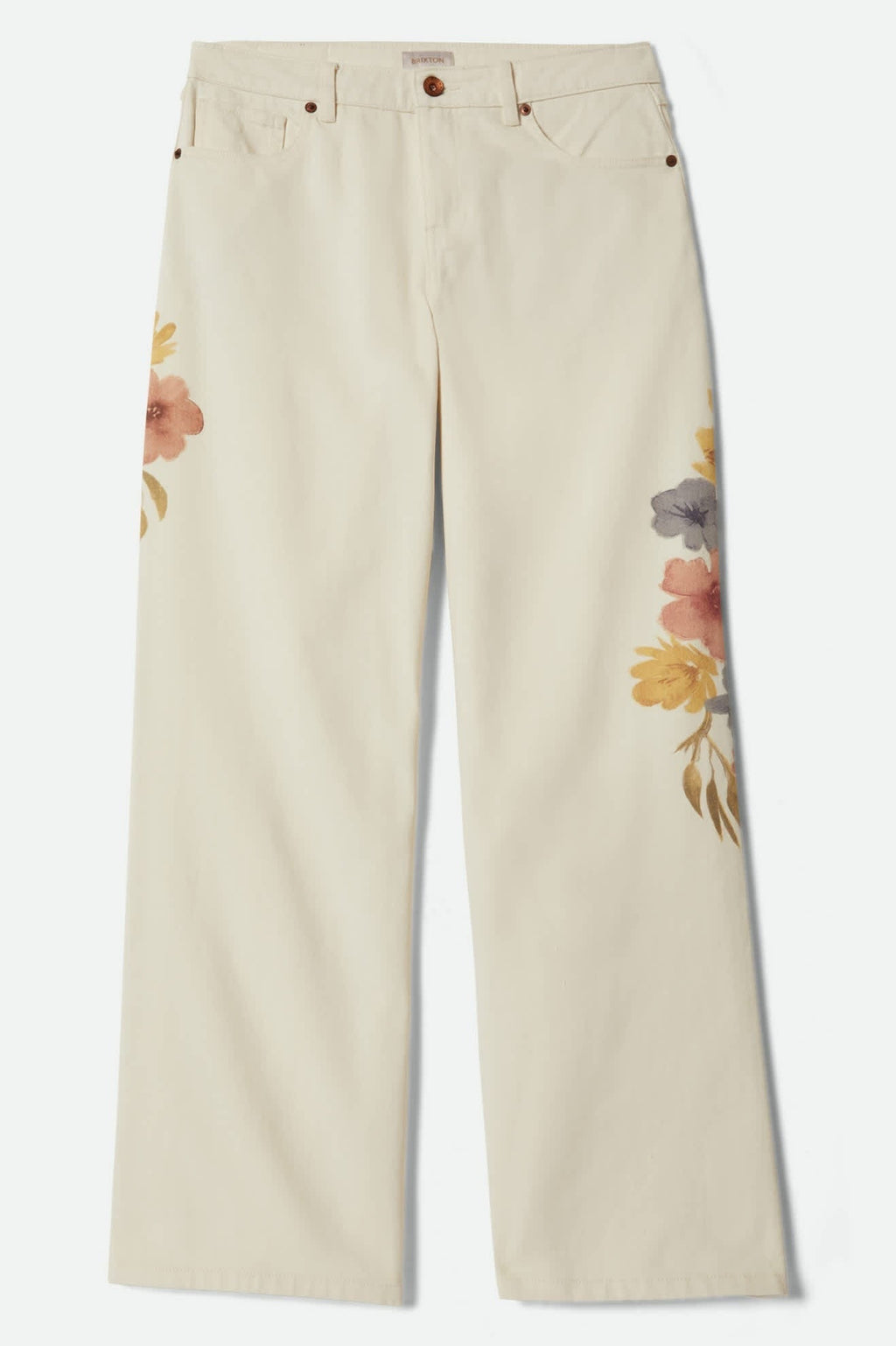 The Chloe 5-Pocket Pant - Off White Floral Burst
