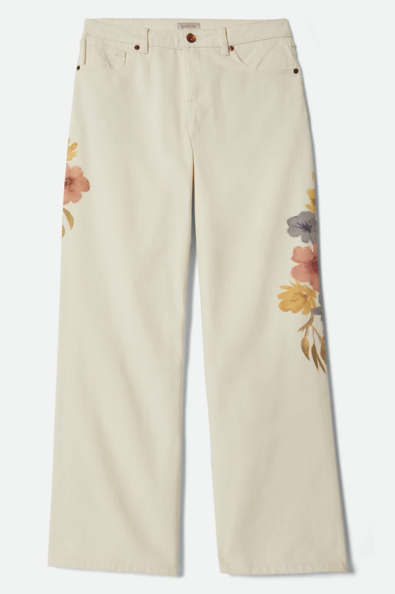The Chloe 5-Pocket Pant - Off White Floral Burst