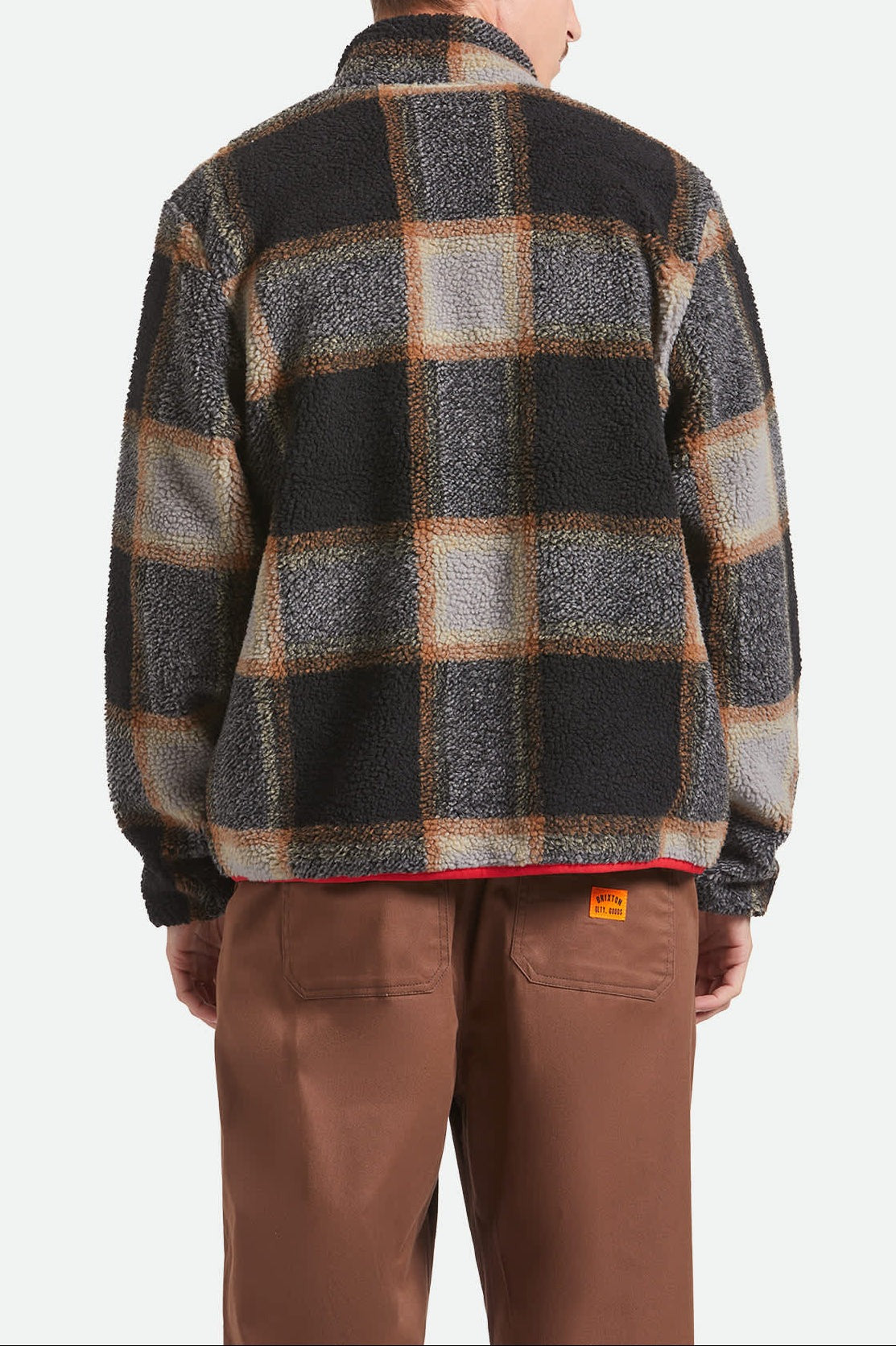 Buffalo Plaid Sherpa Full Zip Jacket - Black/Cream