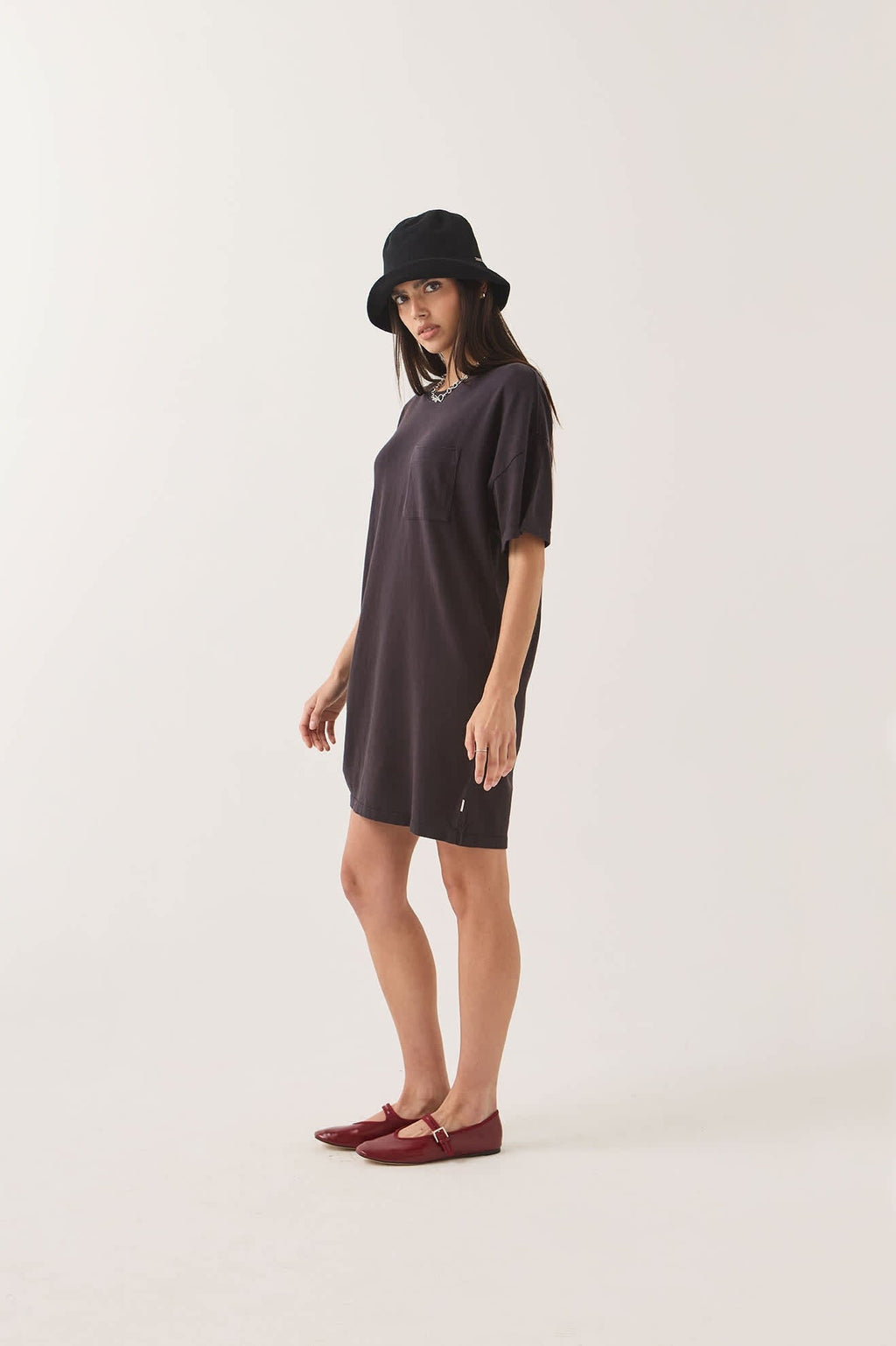 Carefree Organic Garment Dye T-Shirt Dress - Black