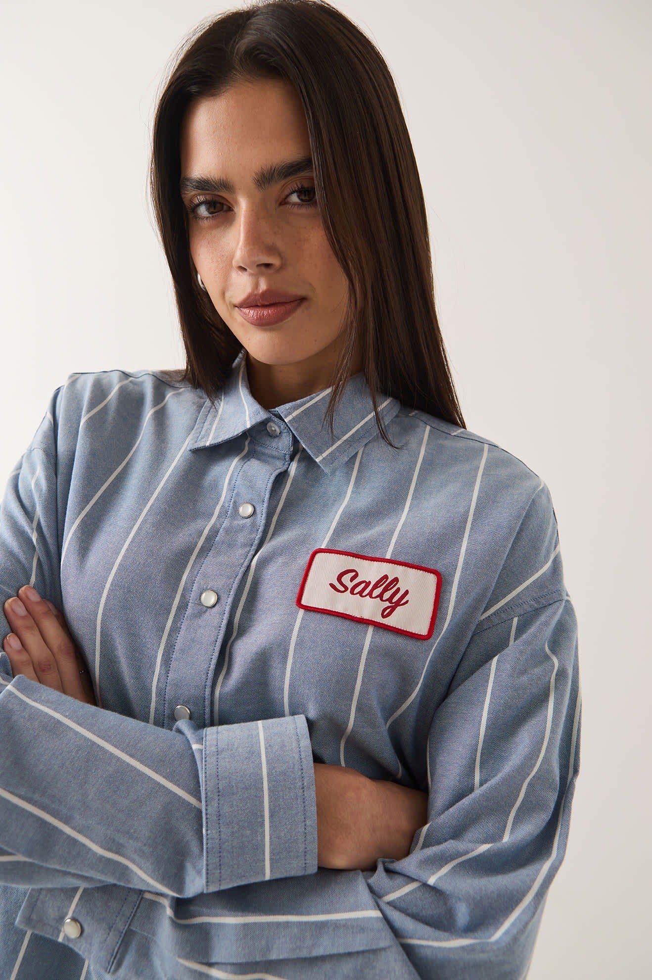 Ford Mustang Sally Shirt - Blue Chambray/Stripe