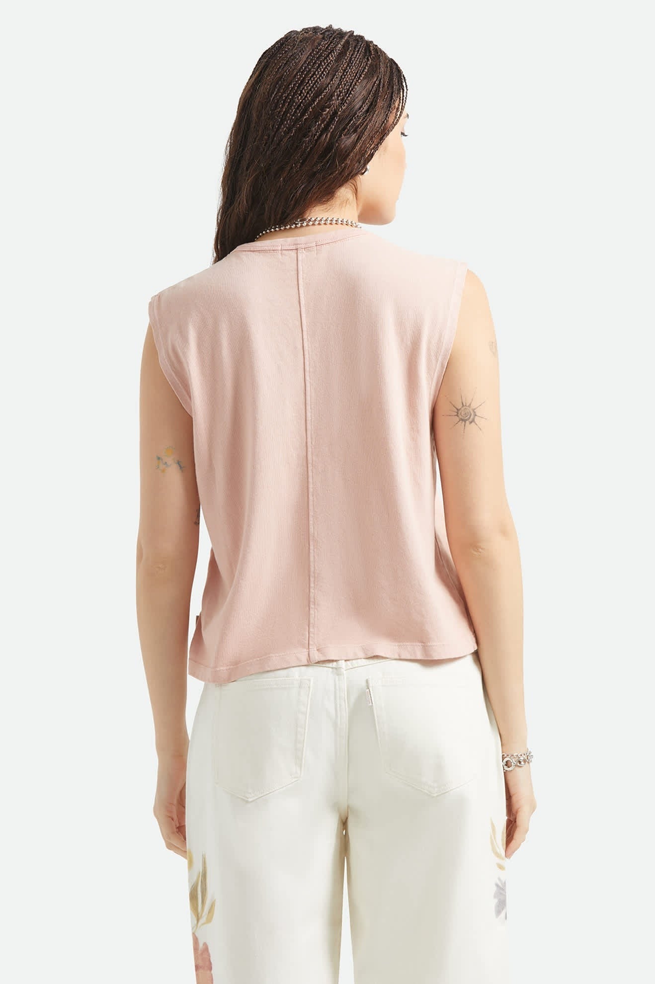 Carefree Organic Garment Dye Muscle Tank - Silver Pink