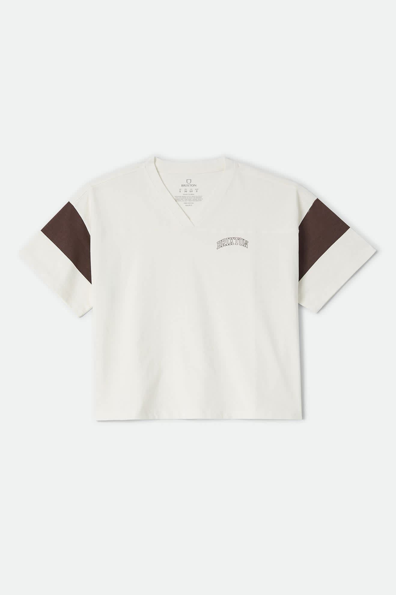 Brixton Boxy Cropped Football T-Shirt - Off White