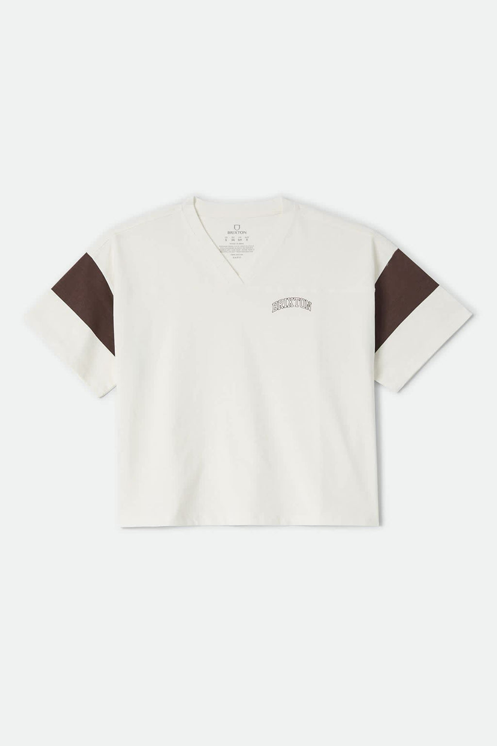 Brixton Boxy Cropped Football T-Shirt - Off White