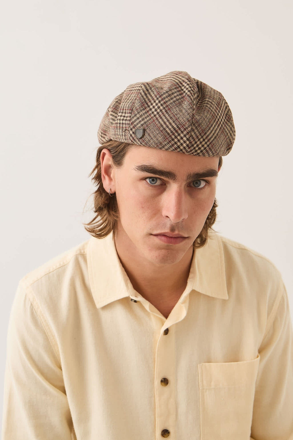 Hooligan Flat Cap - Brown/Tan/Red Plaid