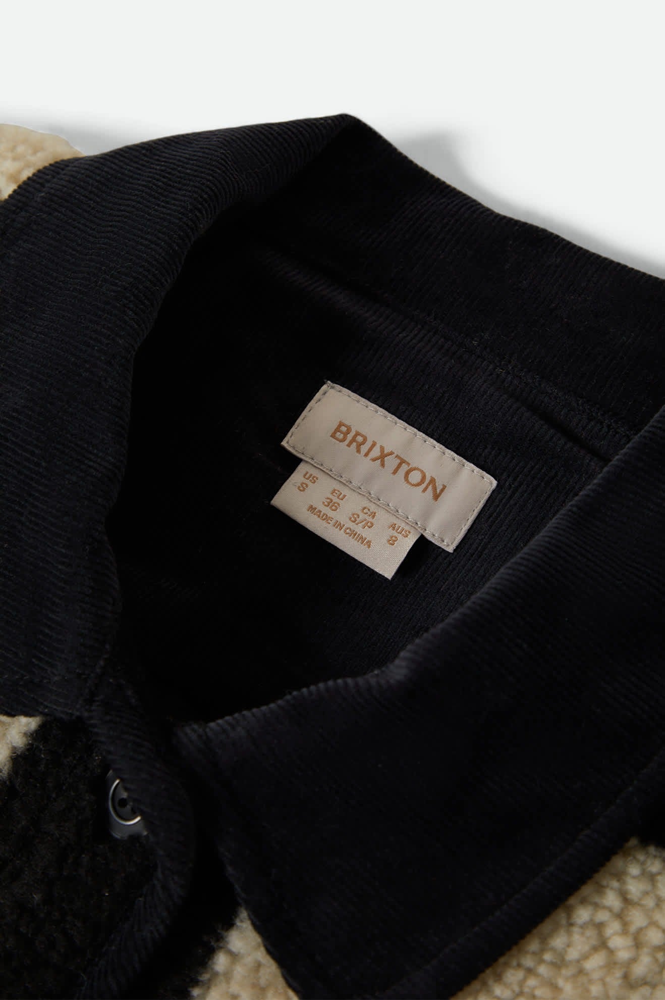 Women's Delilah Sherpa Jacket - Black/Natural Finish Line Checker