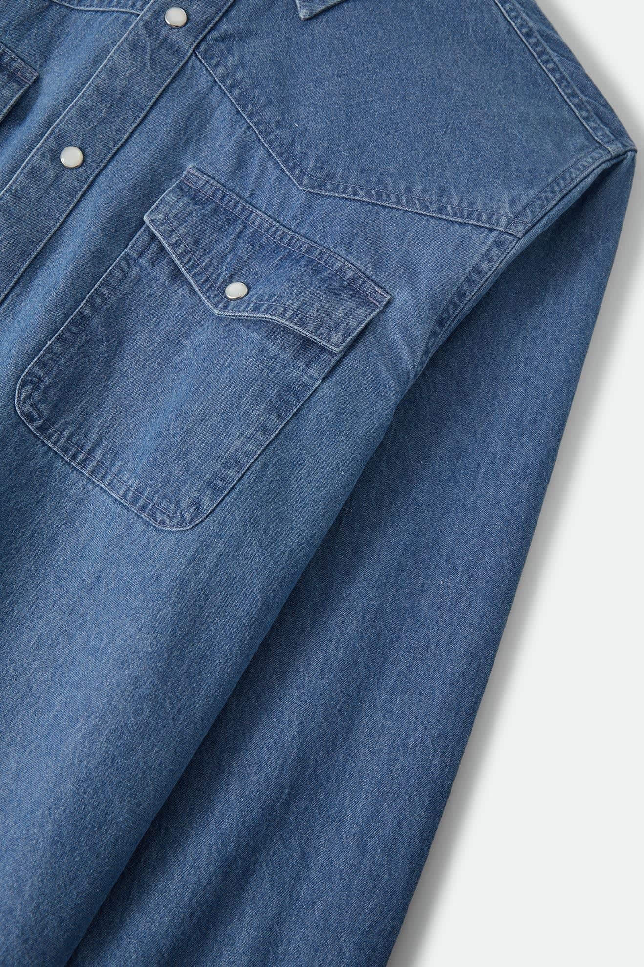 Waylon Lightweight Overshirt - Medium Wash Chambrey