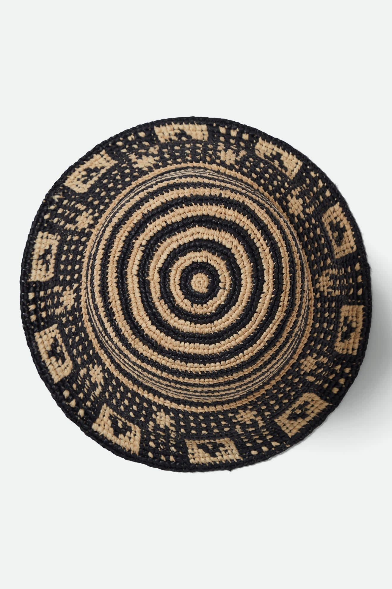 Redding Packable Straw Bucket Hat - Black/Natural