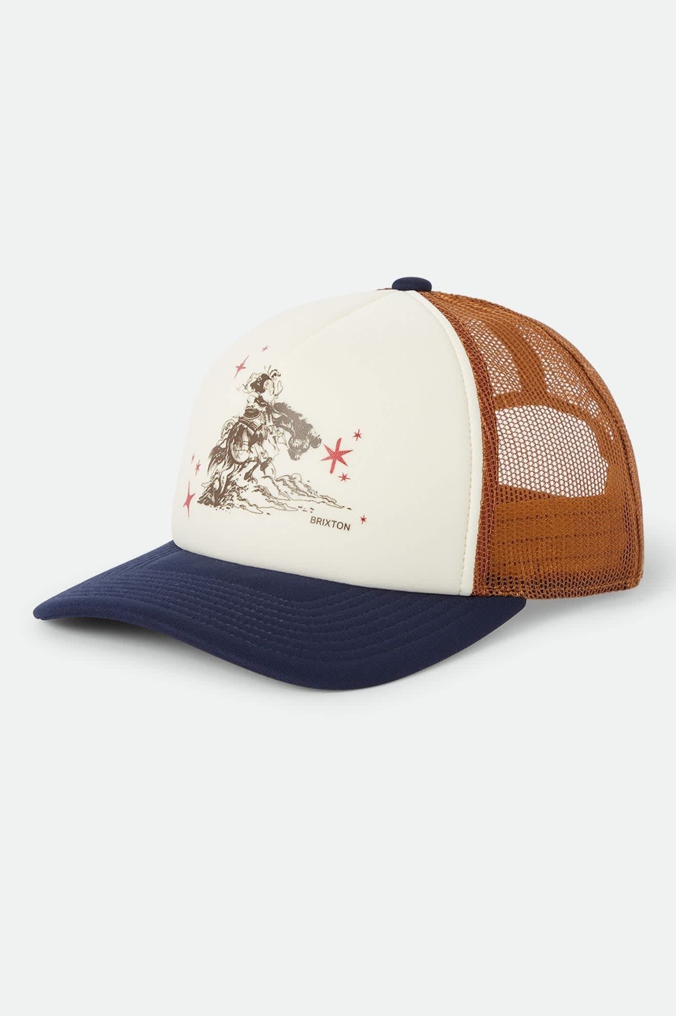 Mid Century Ranch Trucker Hat - Off White/Washed Navy/Caramel