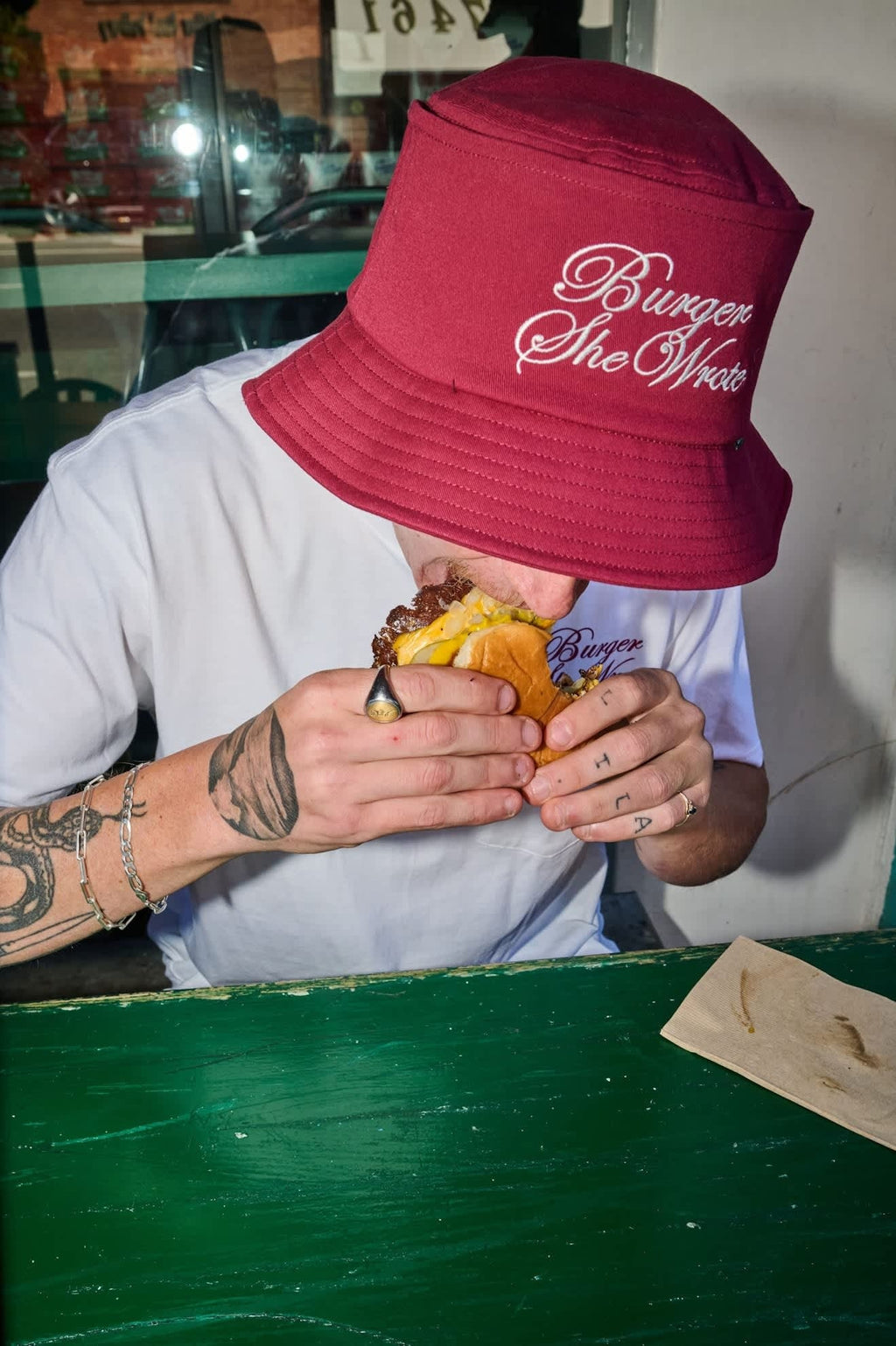 Burger She Wrote Pocket T-Shirt - White