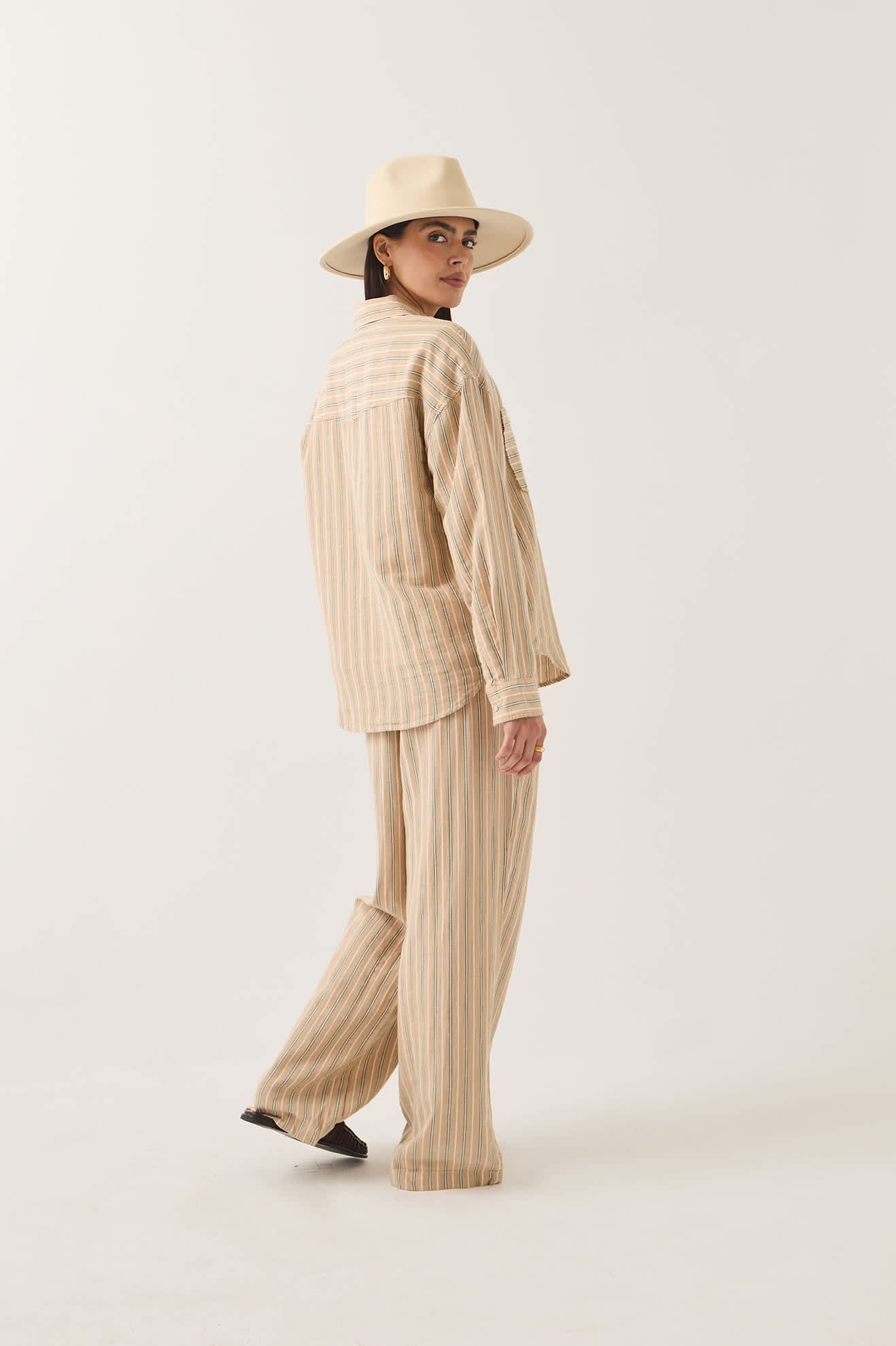 Wayne Women's Shirt - Sand Stripe