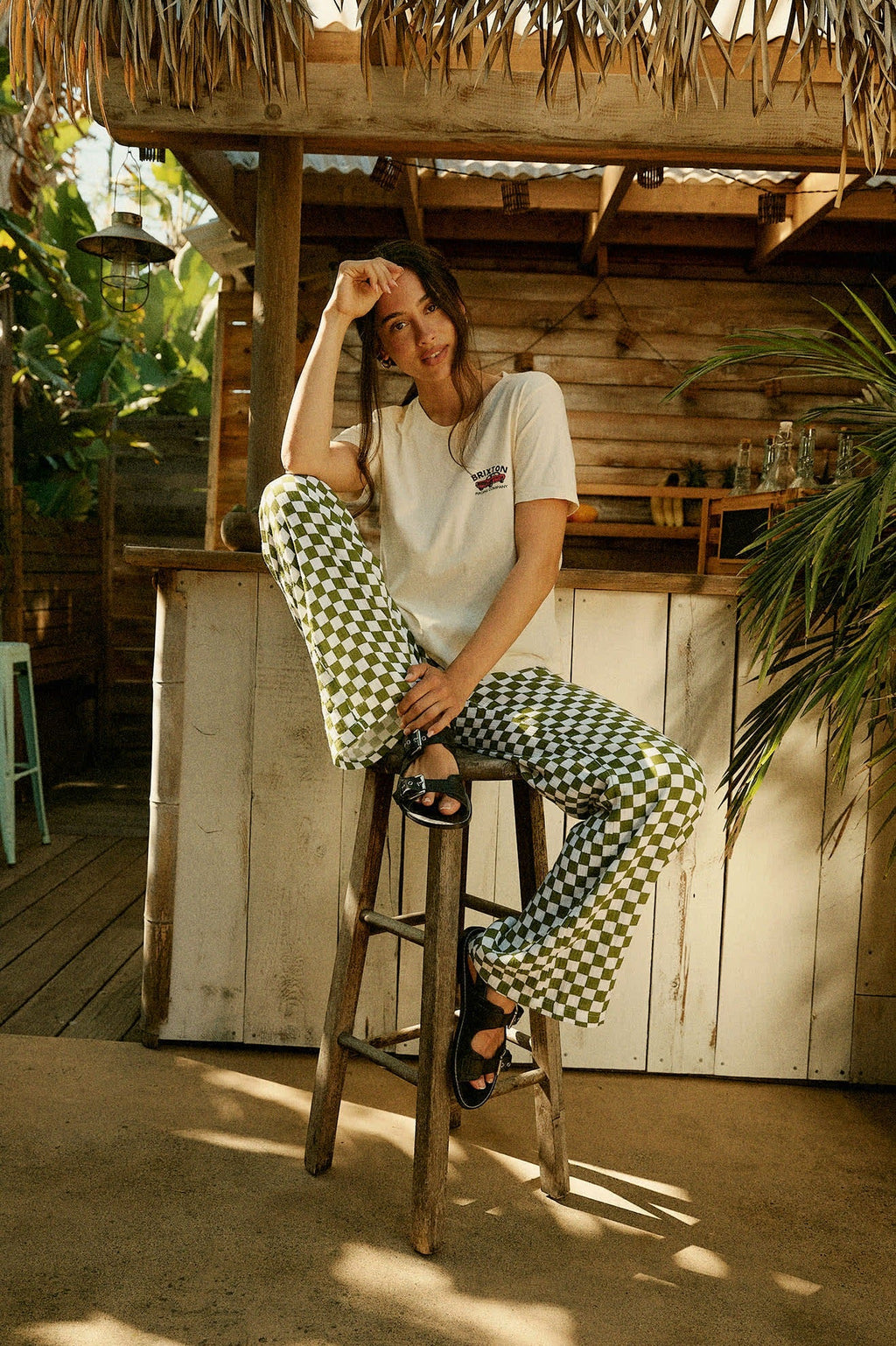 The Lola Lounge Pant - Sublime Green Checkerboard