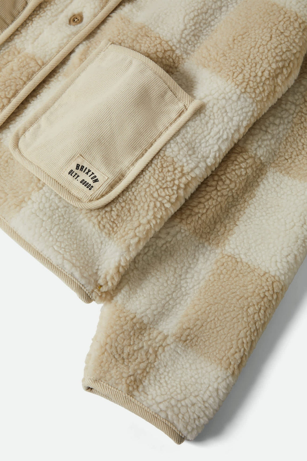Delilah Sherpa Jacket - White/Natural Finish Line Checker