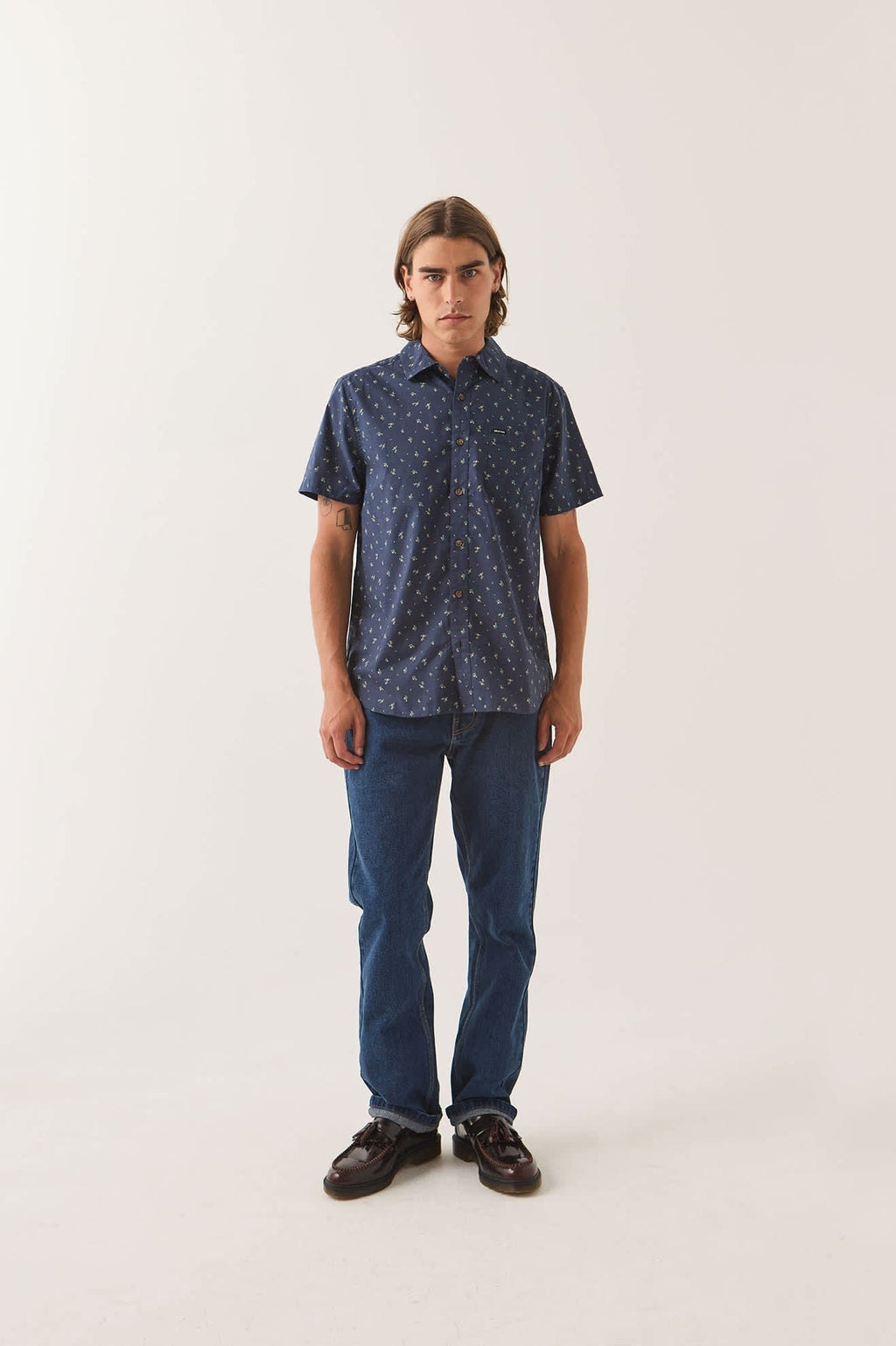 Charter Print Shirt - Washed Navy/Micro Floral