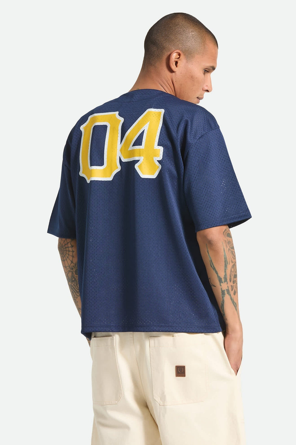 The Brixton Mesh Short Sleeve Baseball Jersey - Washed Navy