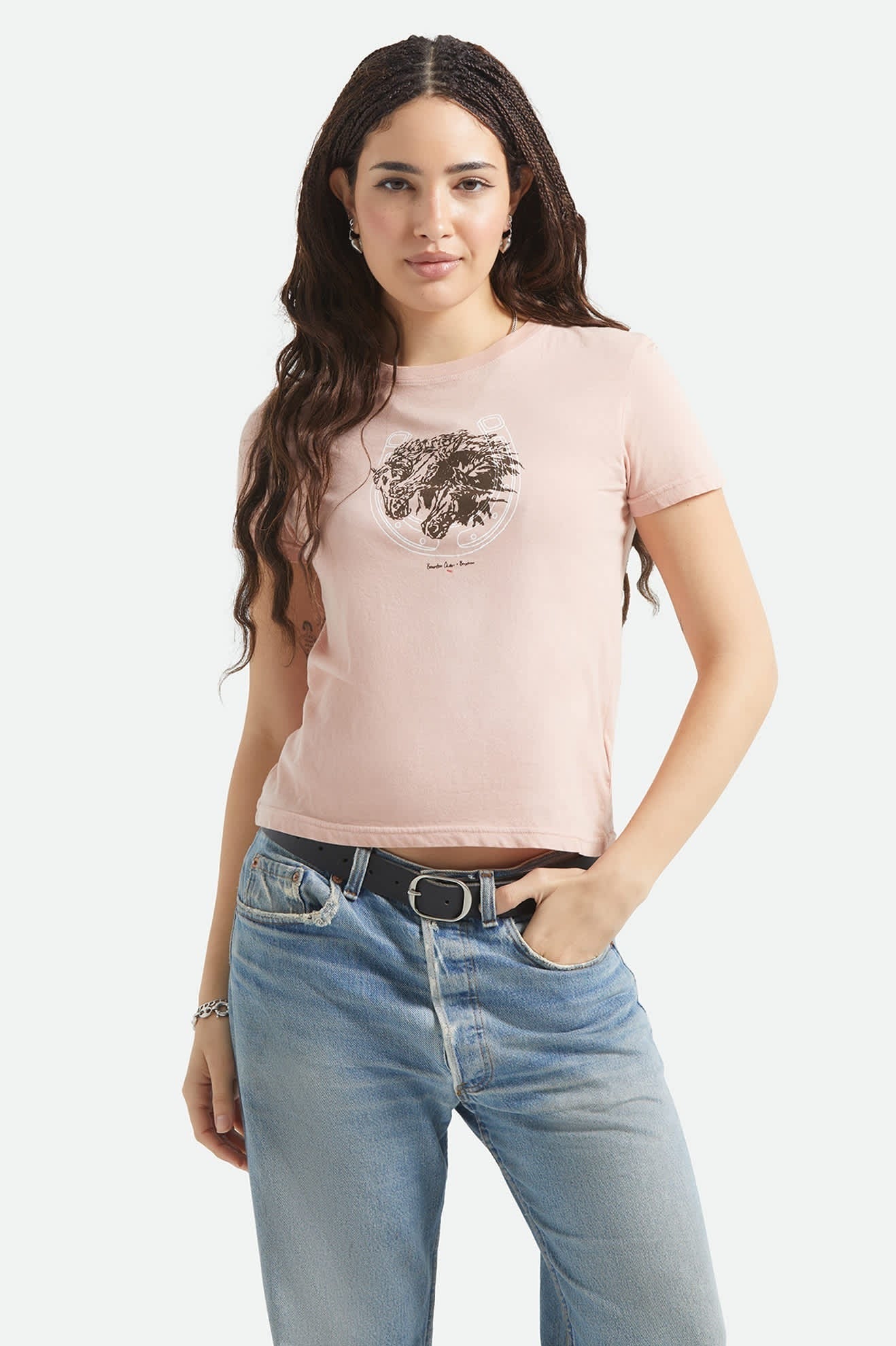 Pony Club Slim Crew T-Shirt - Silver Pink