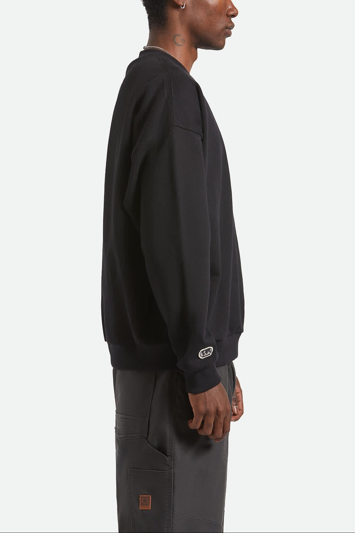 Embroidered Heavyweight Oversized Crew - Black