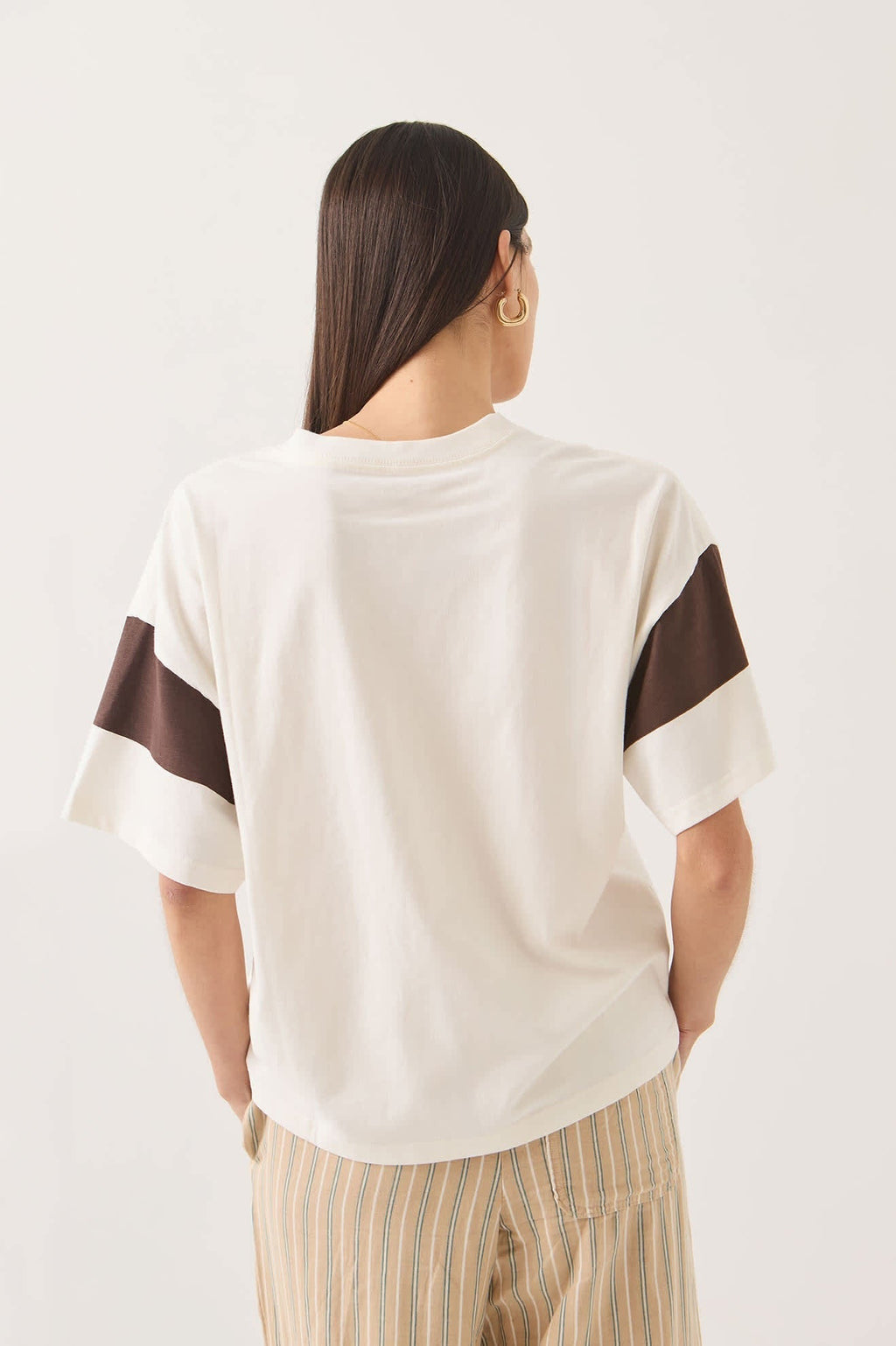 Brixton Boxy Cropped Football T-Shirt - Off White