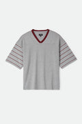 Brixton Football T-Shirt - Heather Grey/Maroon