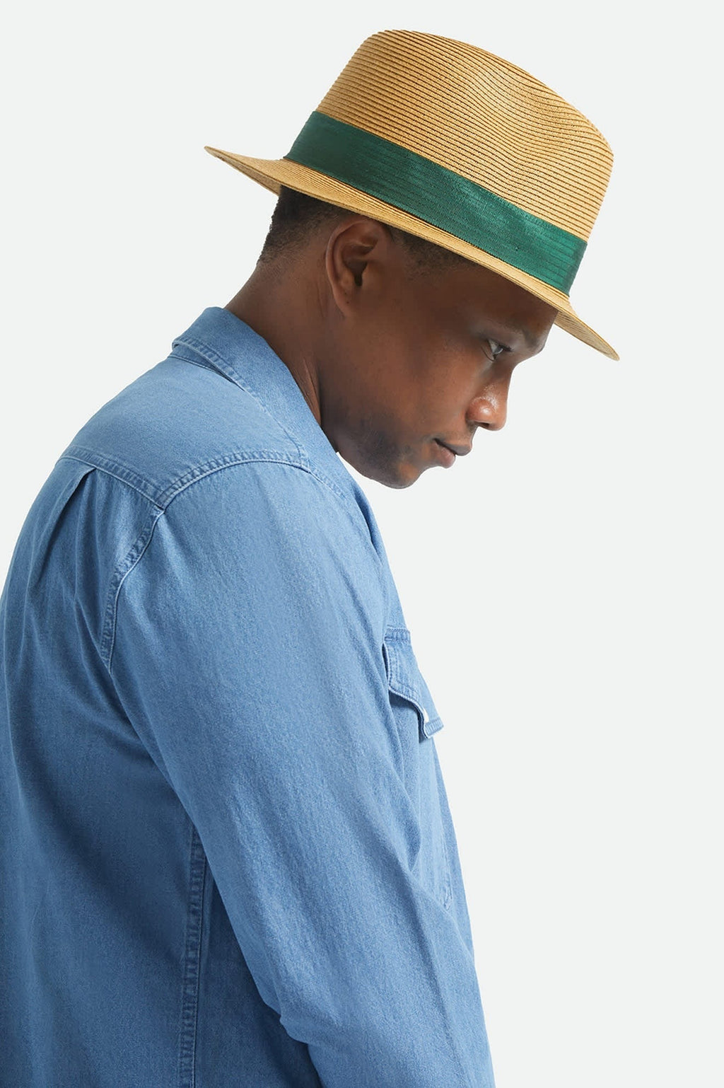 Roma Straw Packable Fedora - Dark Tan/Primal Green