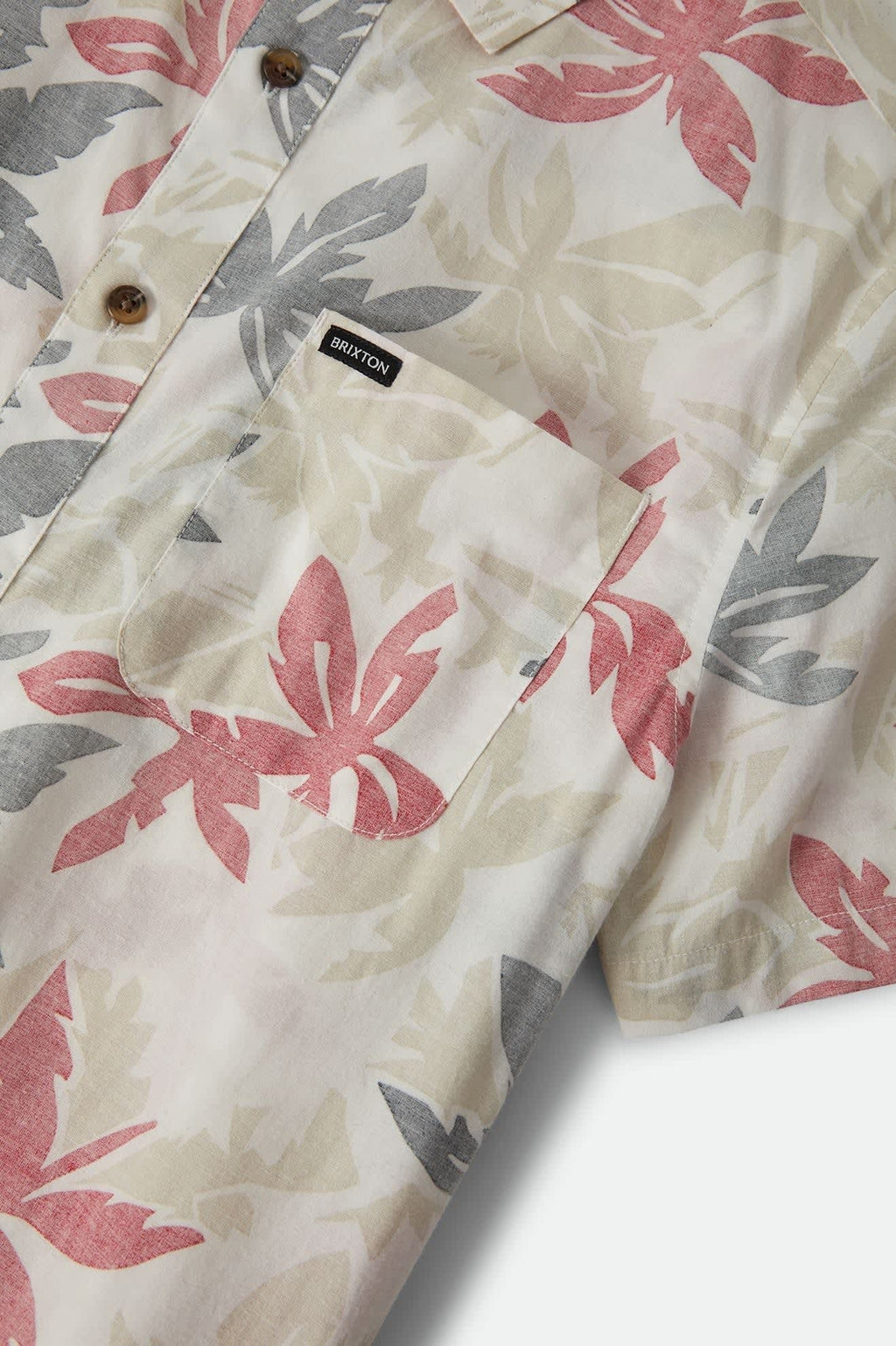 Charter Print Short Sleeve Shirt - Off White/Black/Red Palm Floral