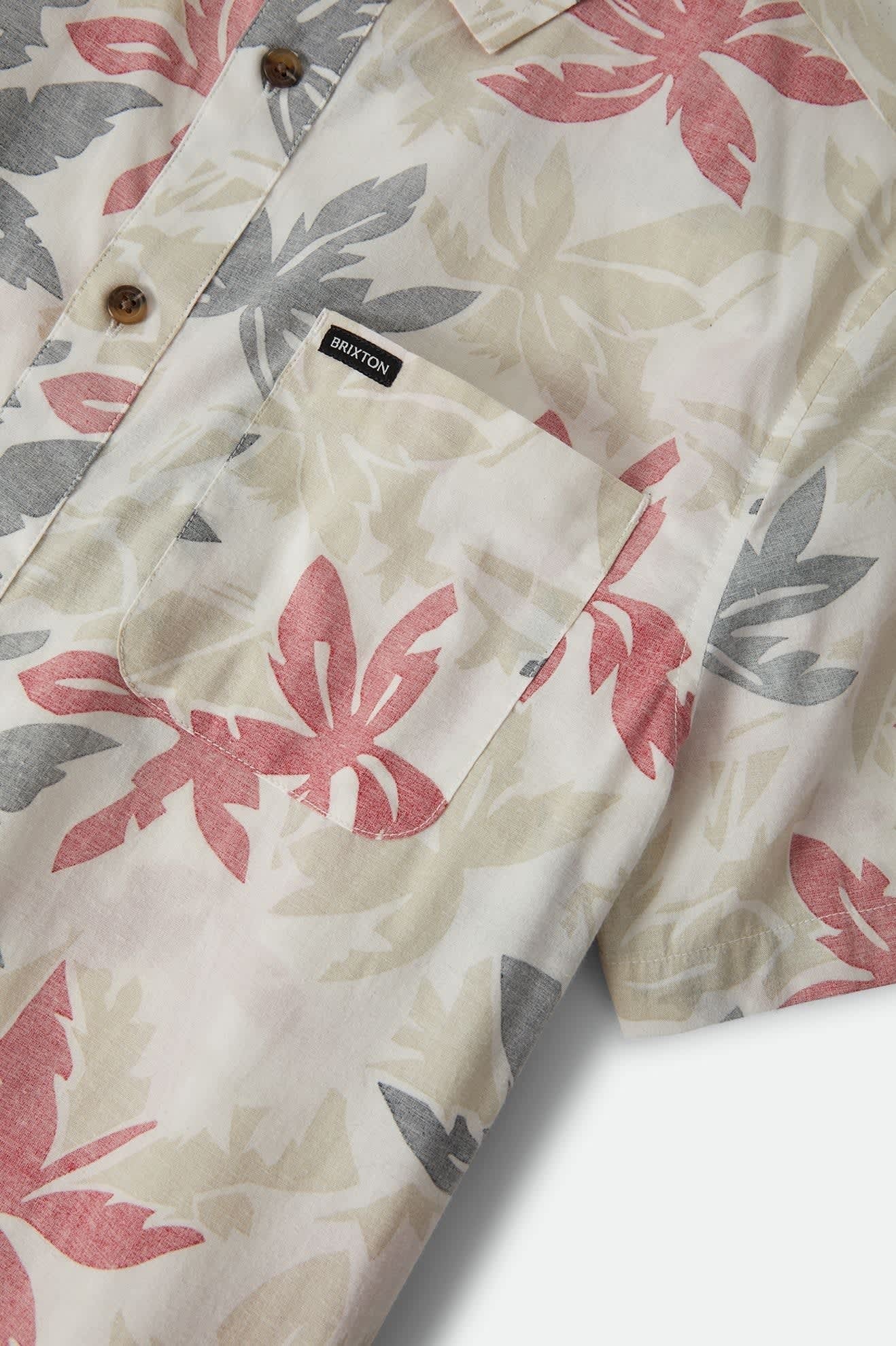 Charter Print Short Sleeve Shirt - Off White/Black/Red Palm Floral