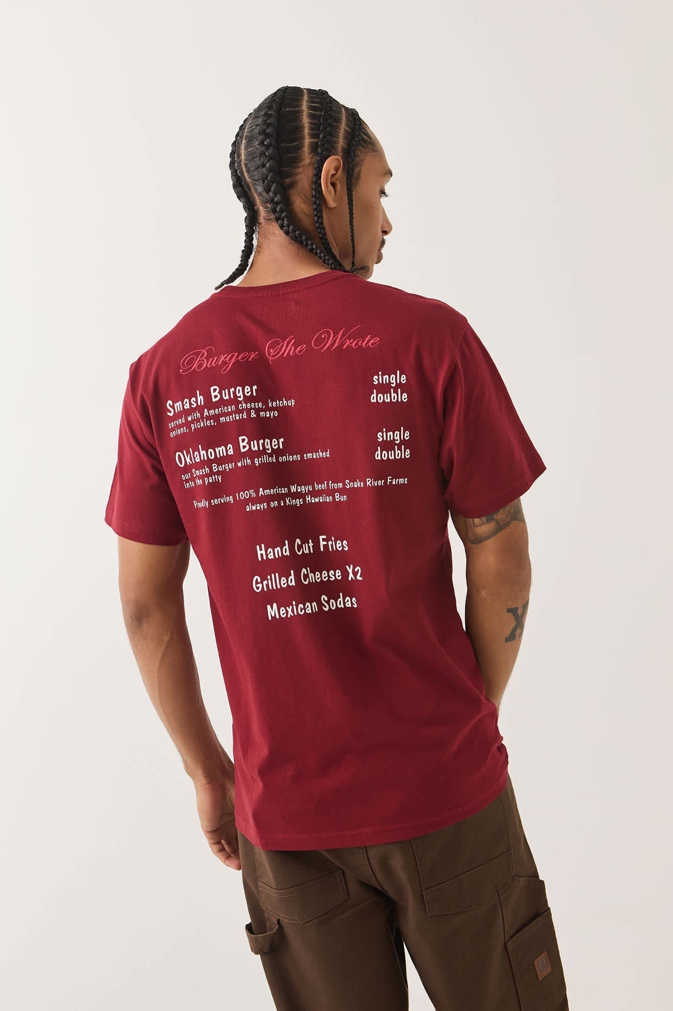 Burger She Wrote Pocket T-Shirt - Burgundy