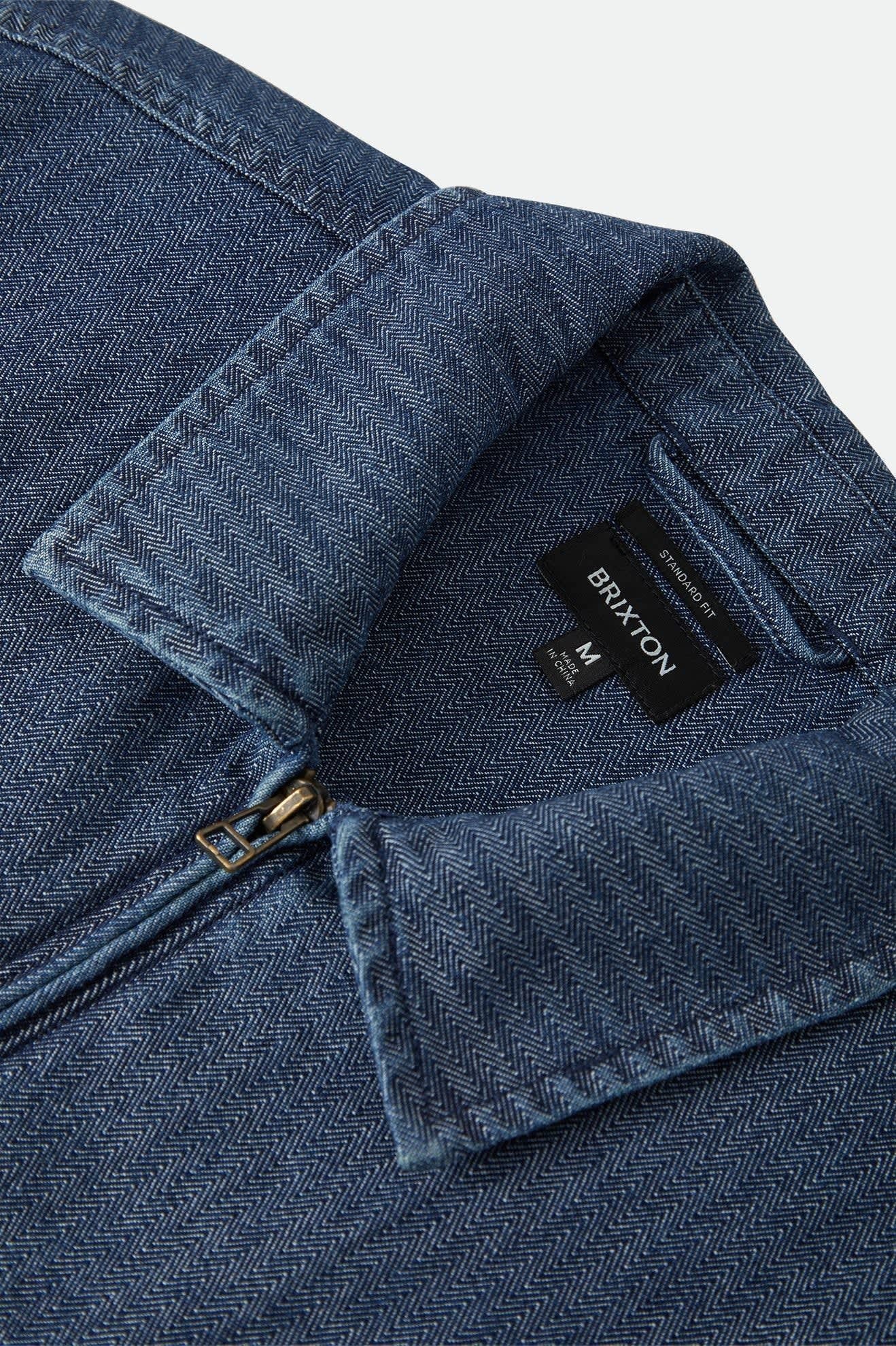 Mechanic Garage Zip Jacket - Indigo Herringbone