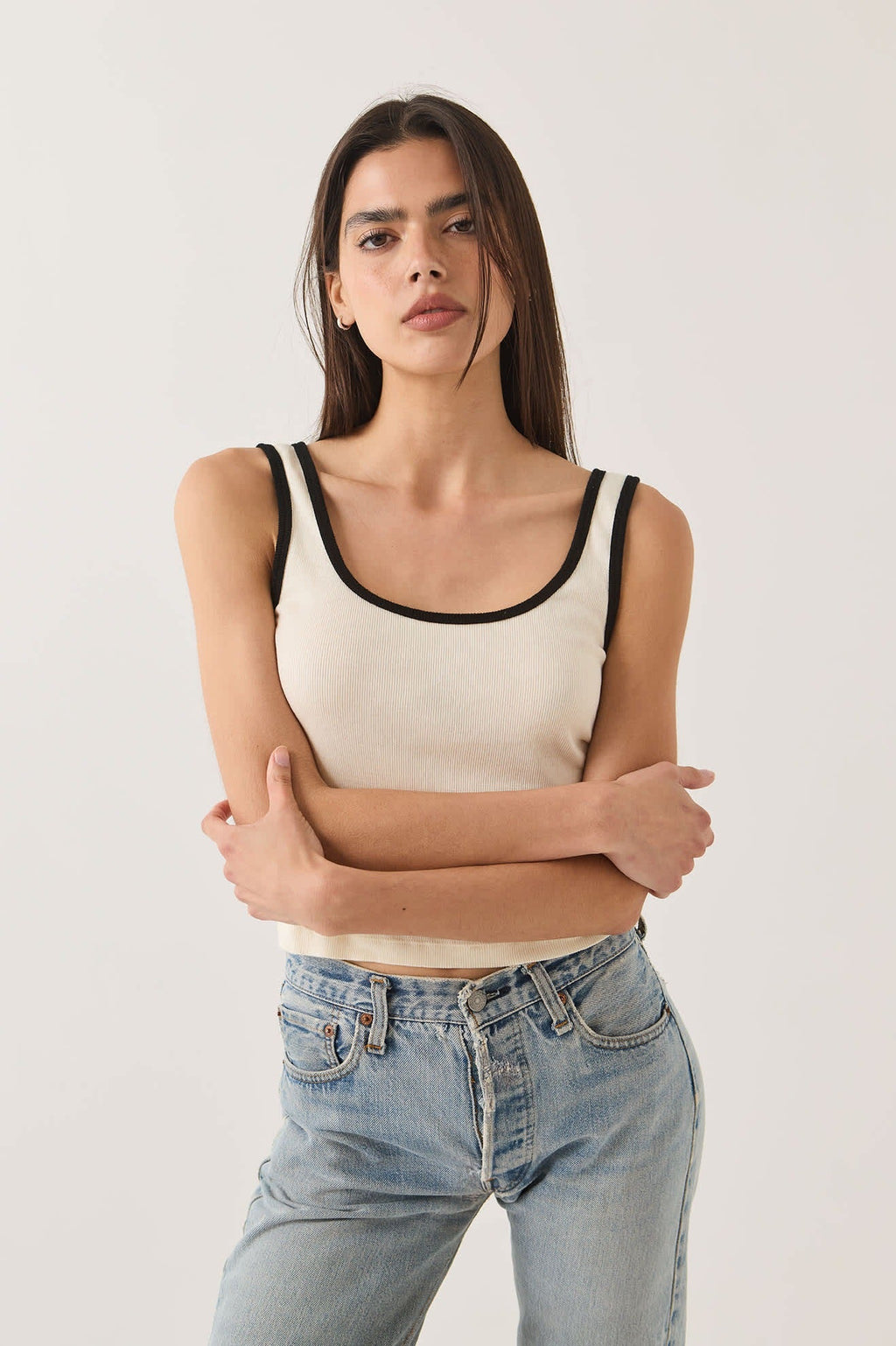 Ringer Organic A-Tank - Off White/Black