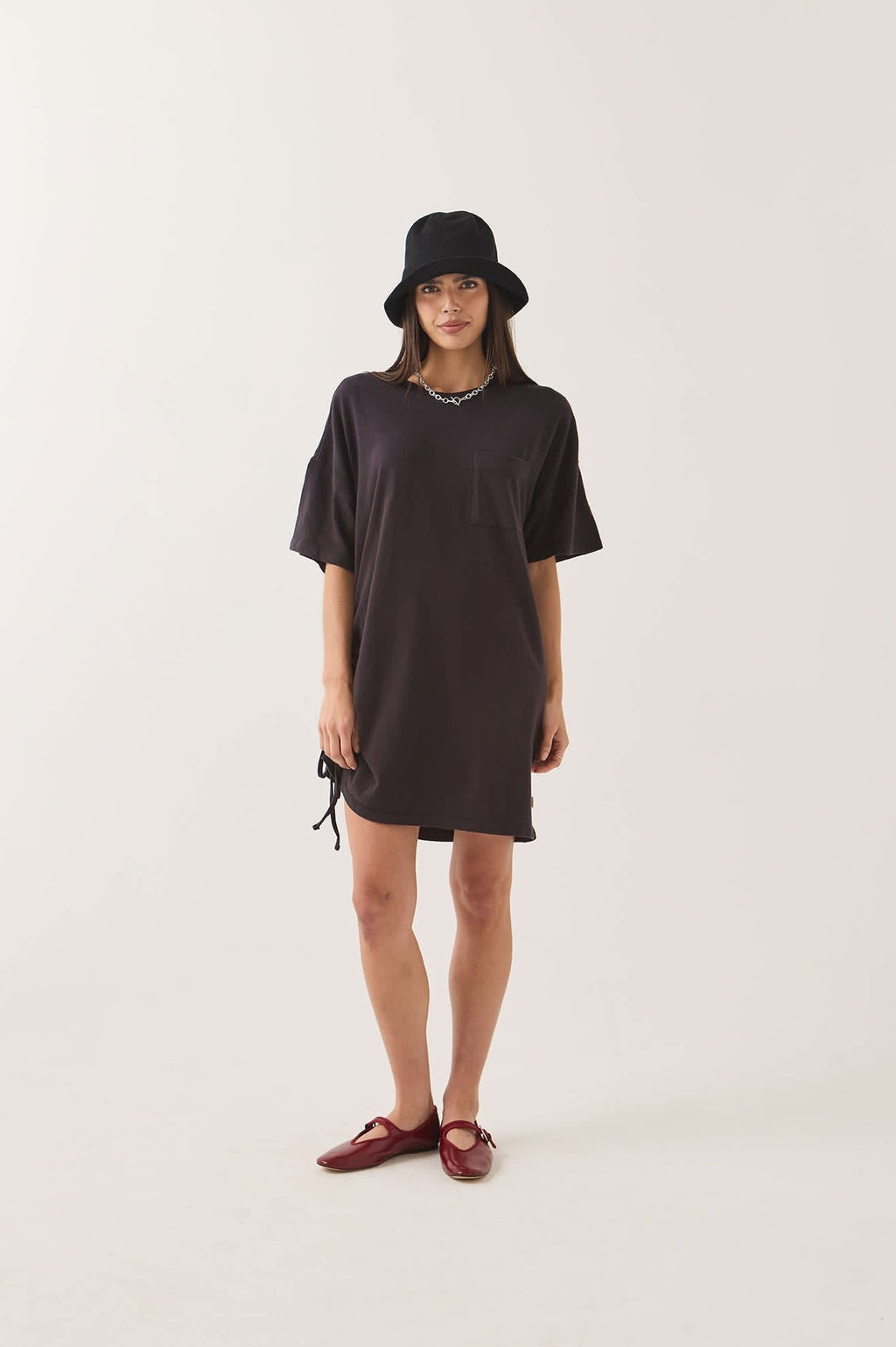 Carefree Organic Garment Dye T-Shirt Dress - Black