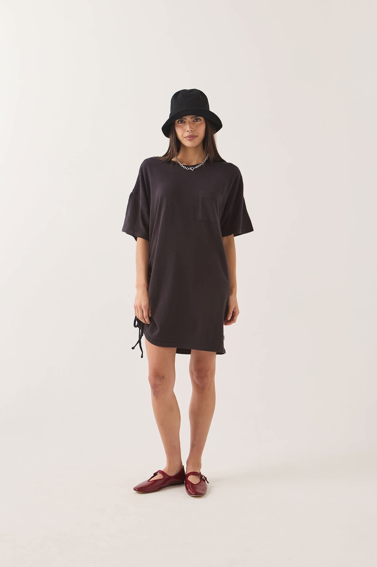 Carefree Organic Garment Dye T-Shirt Dress - Black