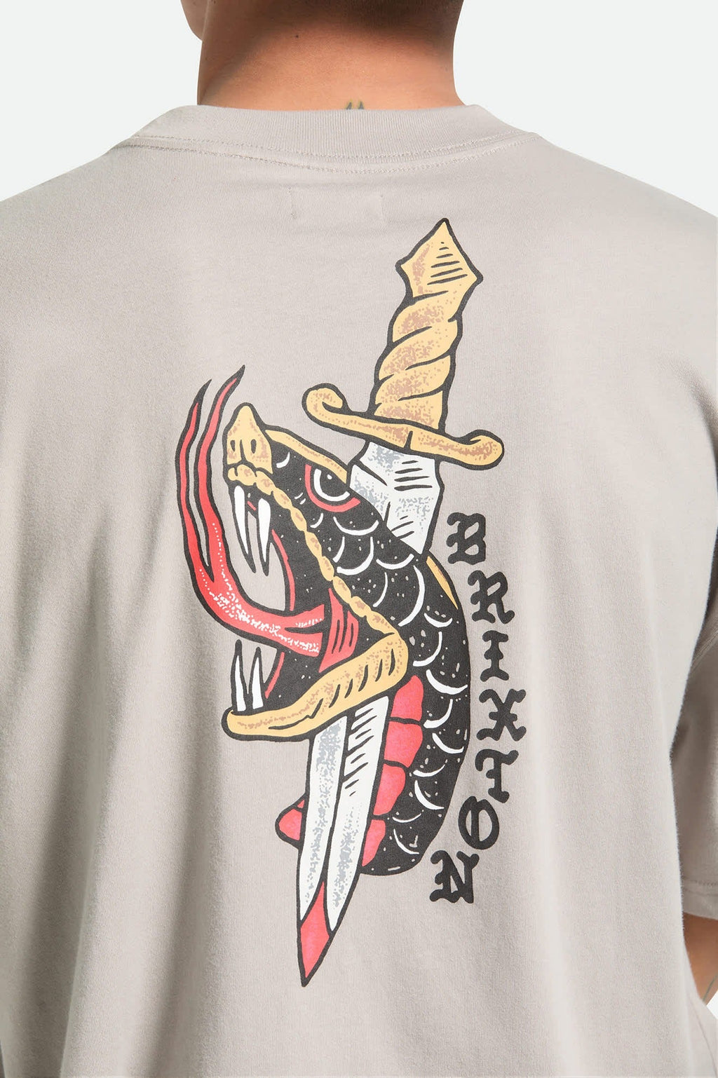 Sword Short Sleeve Boxed Crop T-Shirt - Pebble Stone