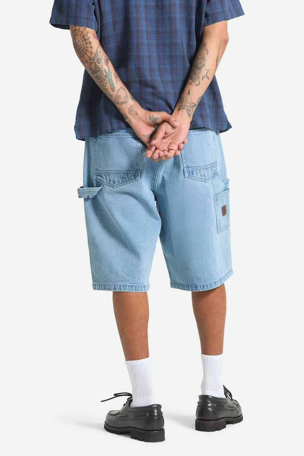Builders Carpenter Baggy Short - Washed Blue Denim