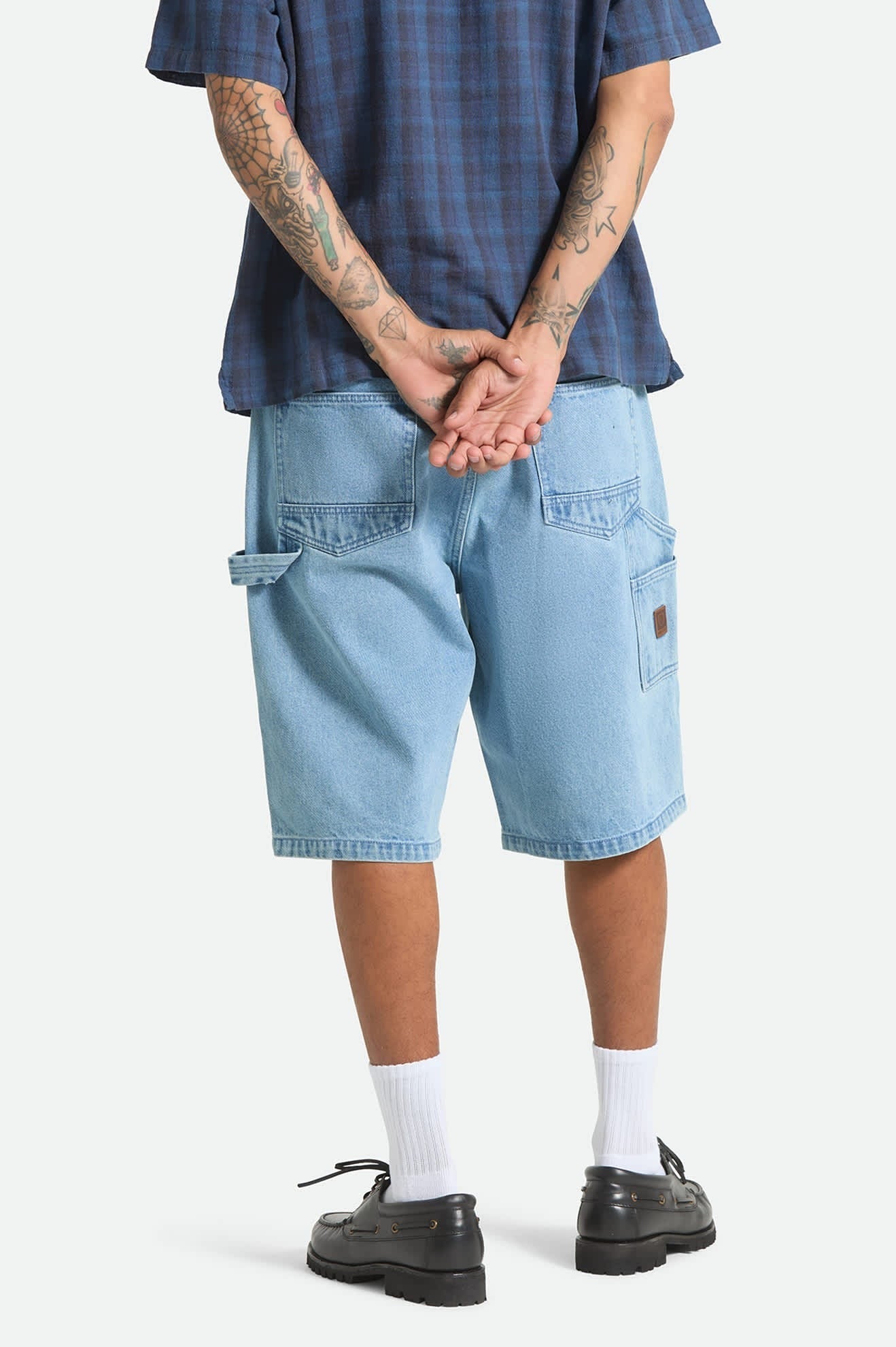 Builders Carpenter Baggy Short - Washed Blue Denim