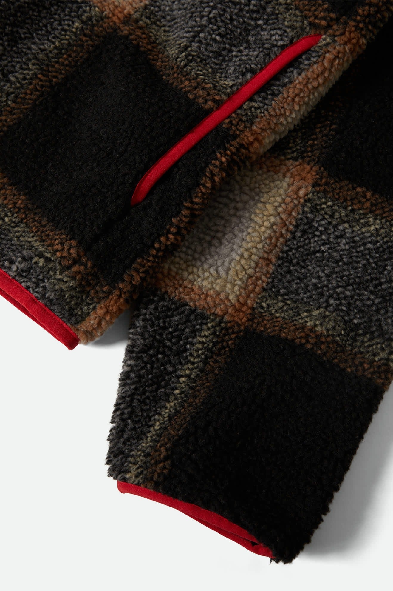 Buffalo Plaid Sherpa Full Zip Jacket - Black/Cream