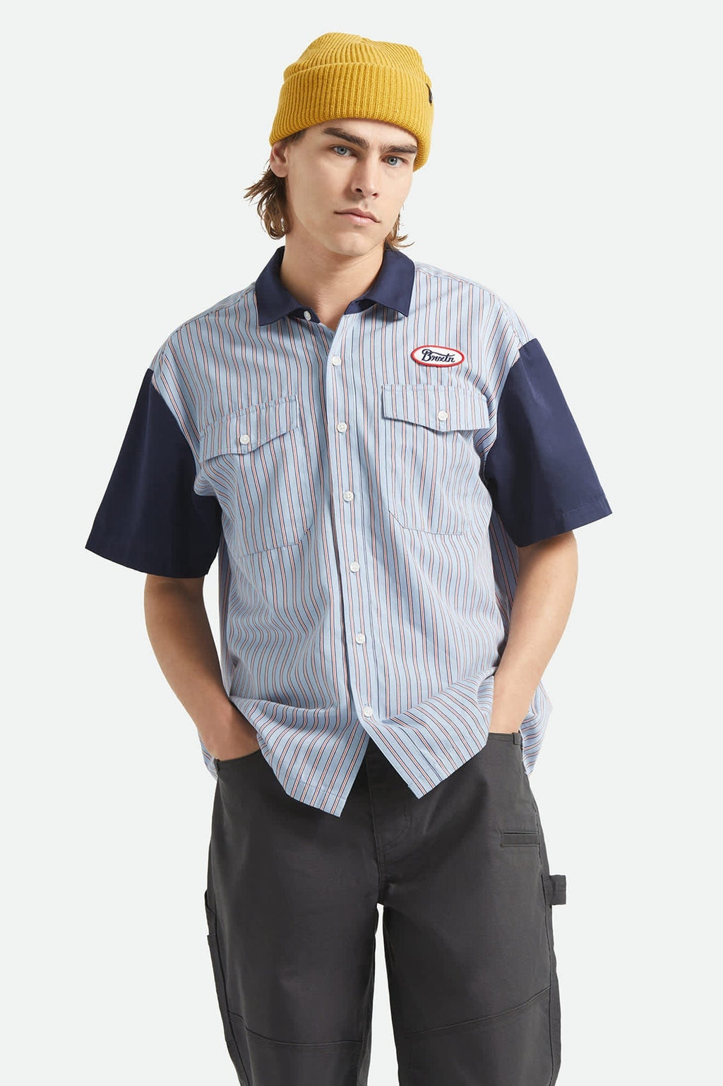 Builders Olson Short Sleeve Shirt - Blue Aura Stripe