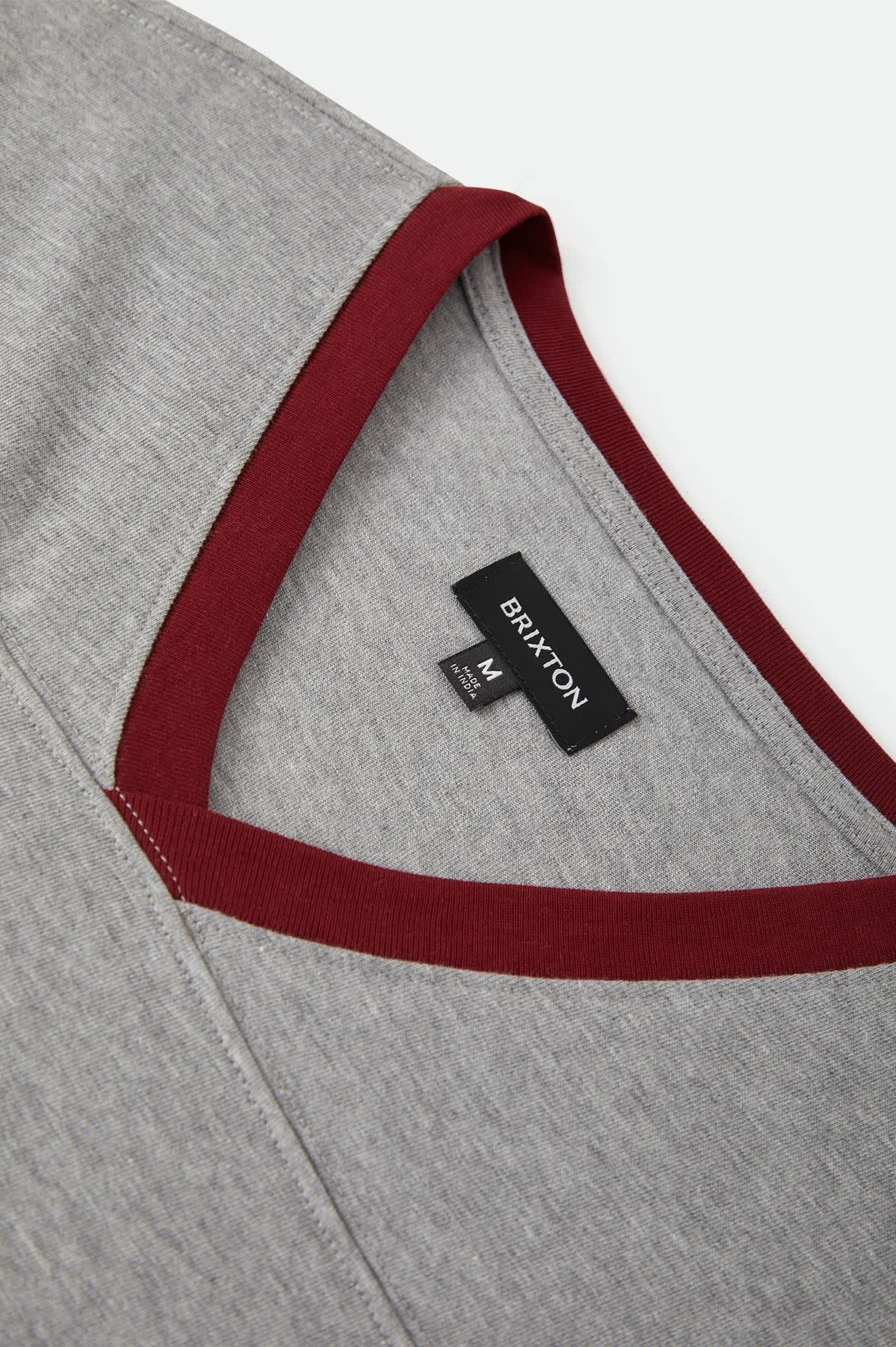 Brixton Football T-Shirt - Heather Grey/Maroon
