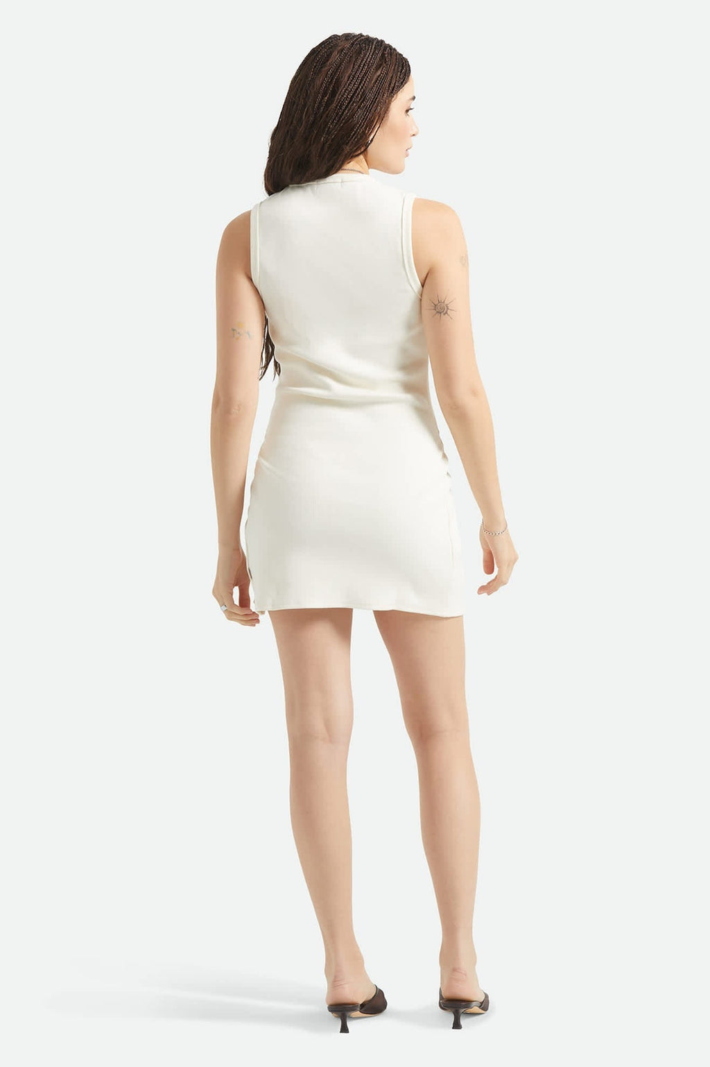 Ribbed Cinch Mini Dress - Off White
