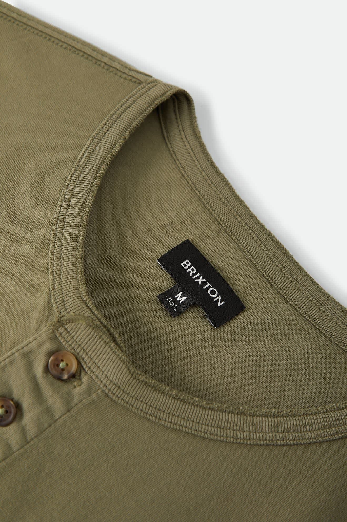 Brixton Baseline Henley T-Shirt - Olive Surplus Vintage Wash