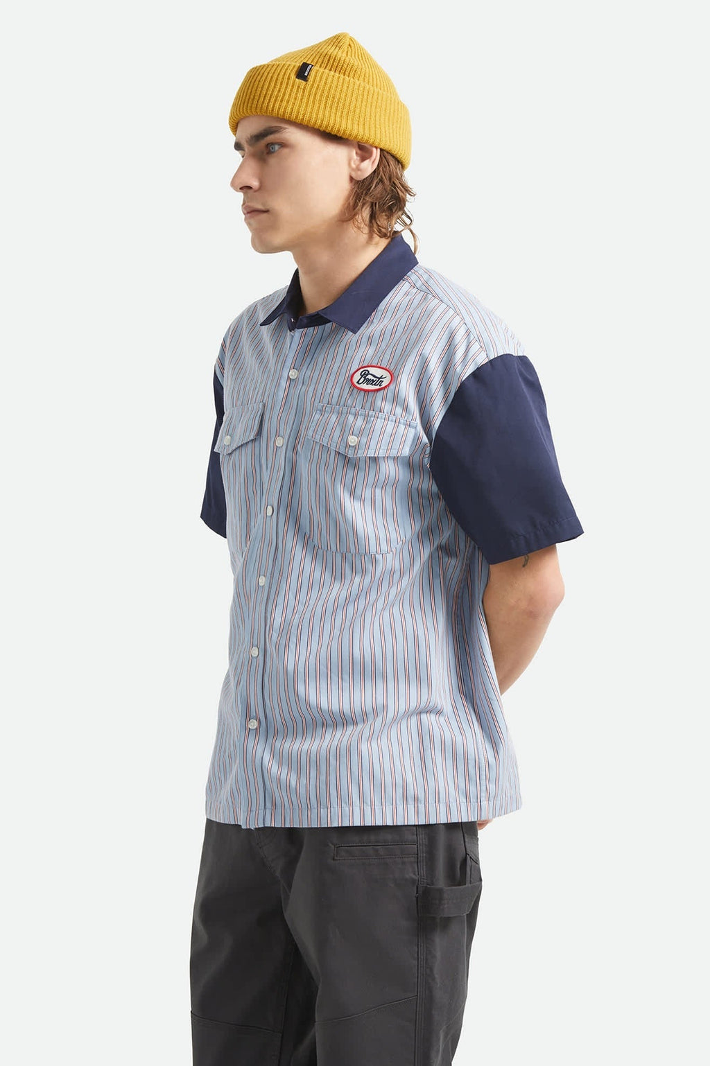 Builders Olson Short Sleeve Shirt - Blue Aura Stripe
