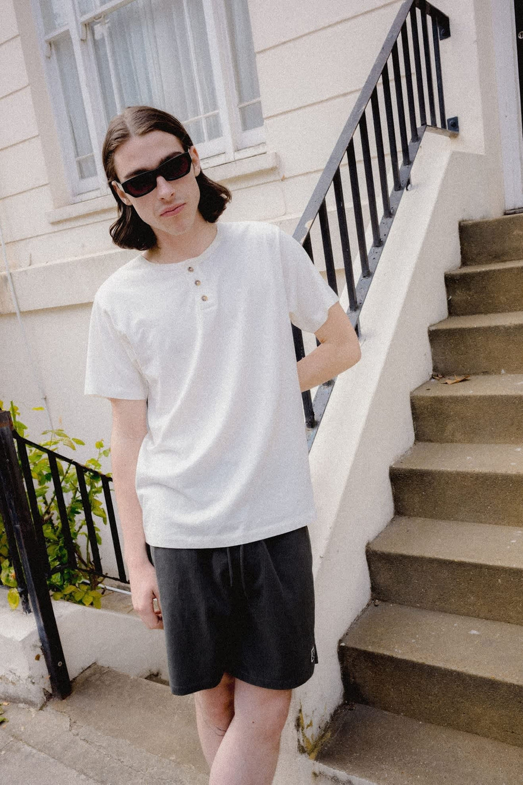 Brixton Baseline Henley T-Shirt - Off White Vintage Wash