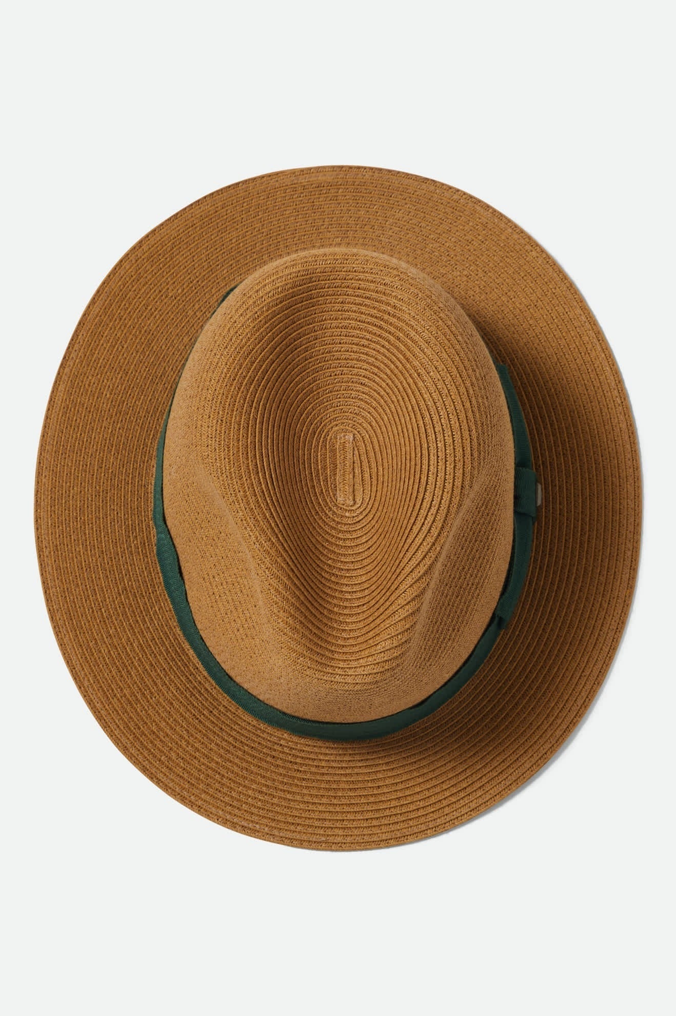 Roma Straw Packable Fedora - Dark Tan/Primal Green