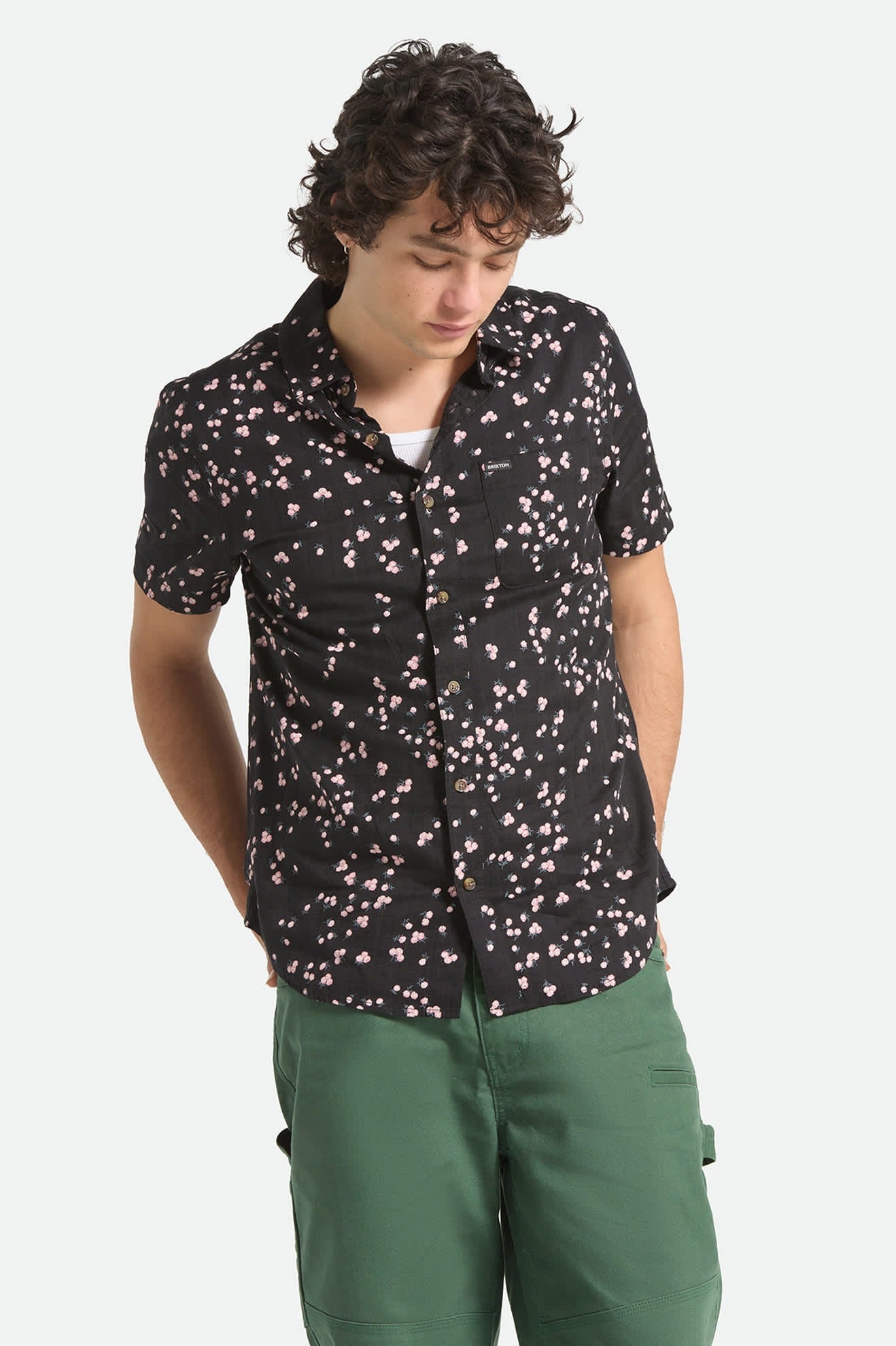 Charter Slub Short Sleeve Shirt - Black/Pink