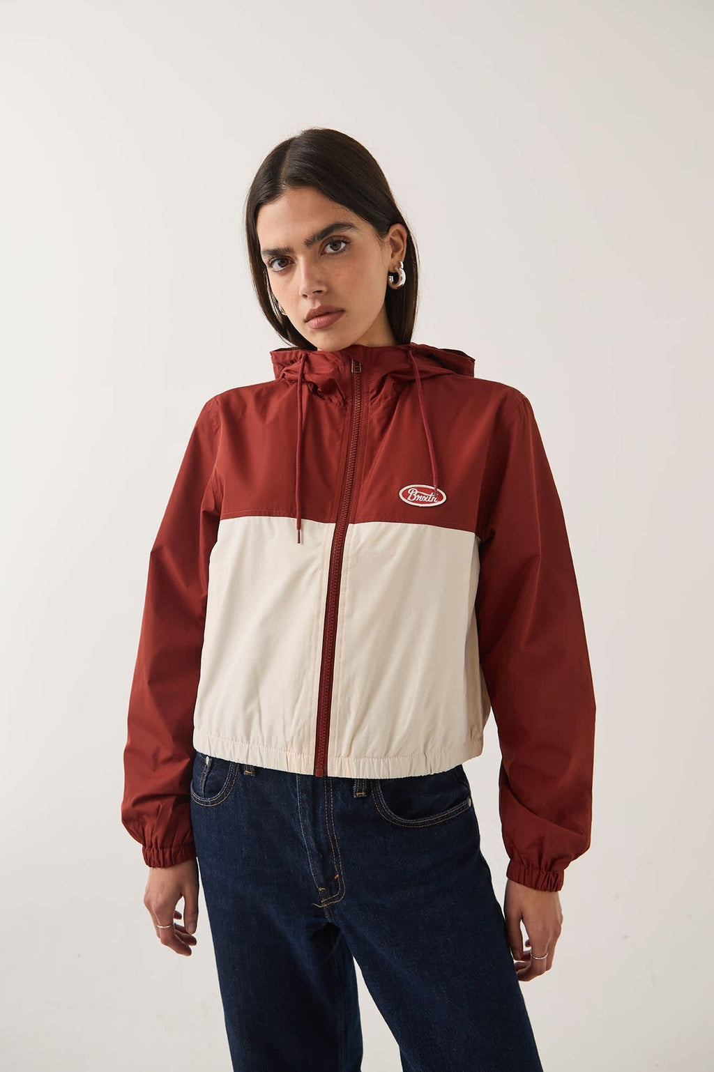 Parsons Lightweight Hooded Windbreaker - Dark Brick/Whitecap