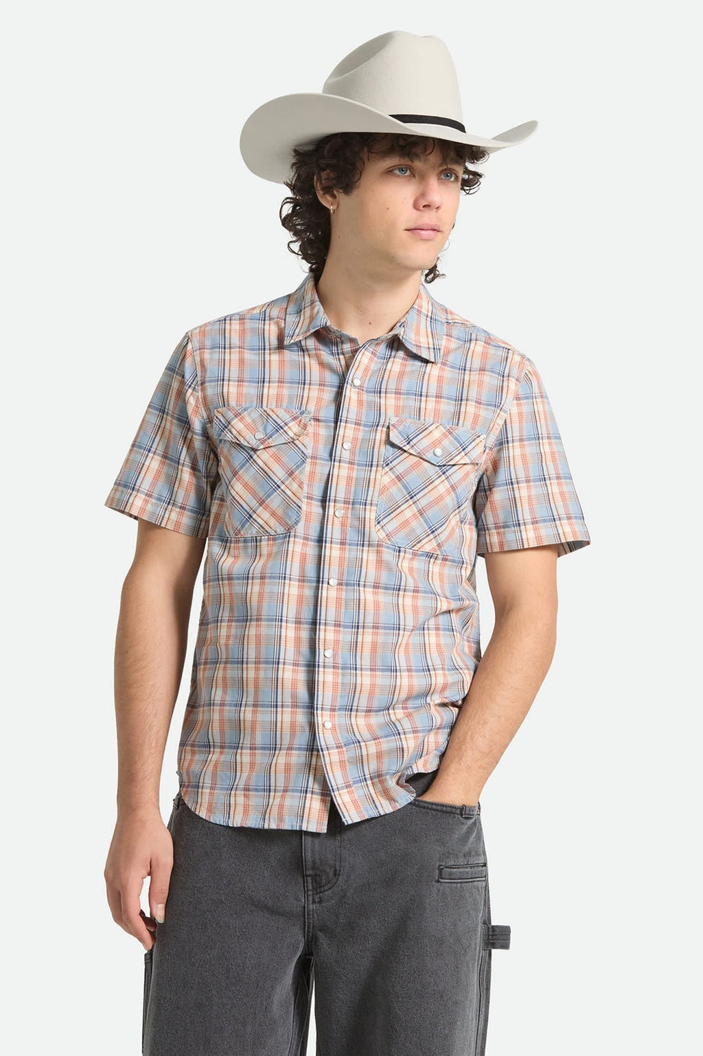 The Breezy Wayne Short Sleeve Shirt - Blue Multi Plaid